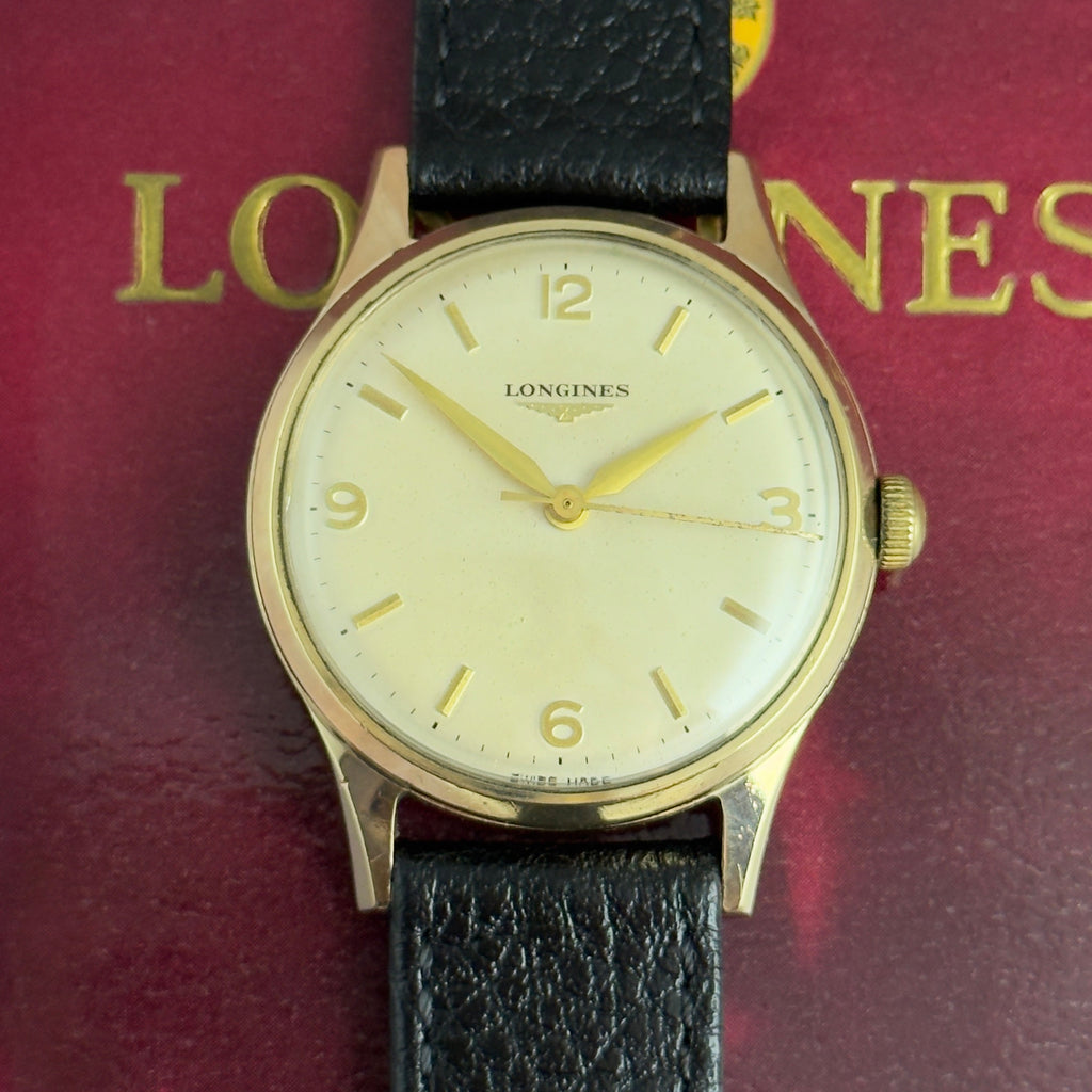 1970 Longines 9ct yellow gold men’s wrist watch ( chunky screwback case ) with box & papers
