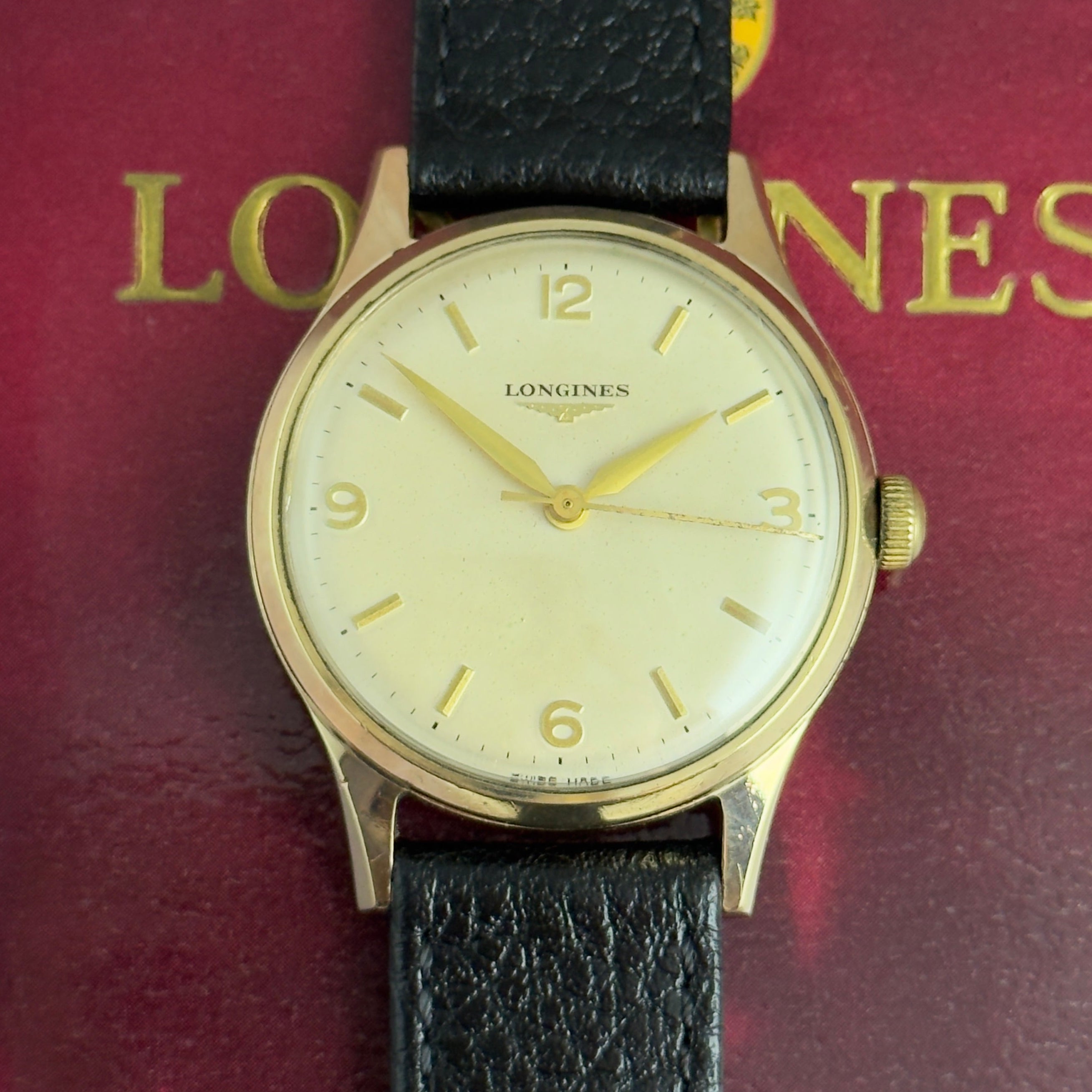 1970 Longines 9ct yellow gold men’s wrist watch ( chunky screwback case ) with box & papers