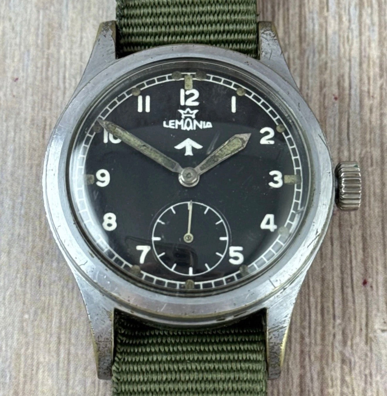 Lemania WW2 British Military Issue Dirty Dozen Men's Watch Broad Arrow W.W.W