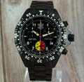 1990s Chase-Durer Special Forces 1000ft military Black Steel Chronograph Mens Watch NOS