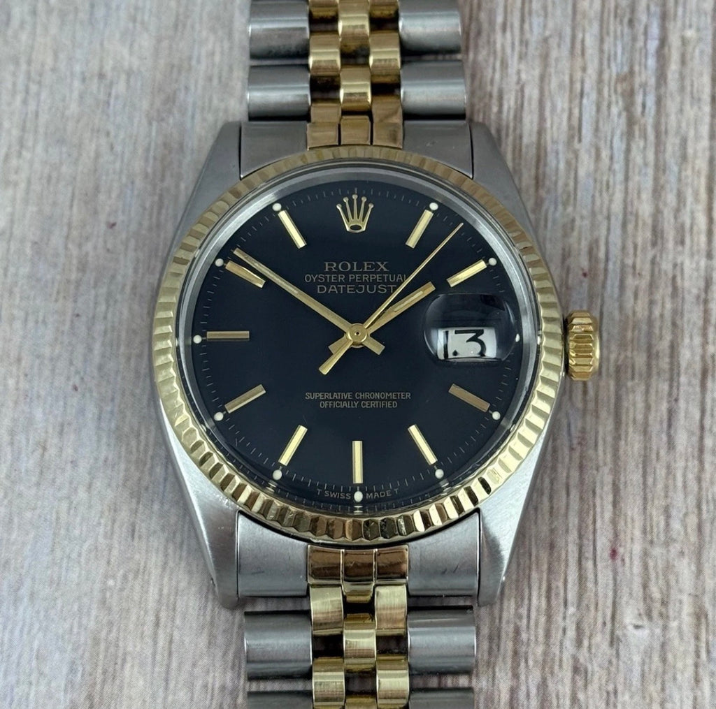 1972 Rolex Datejust 36 18k Gold & Steel 1601 Men’s watch Boxed black dial