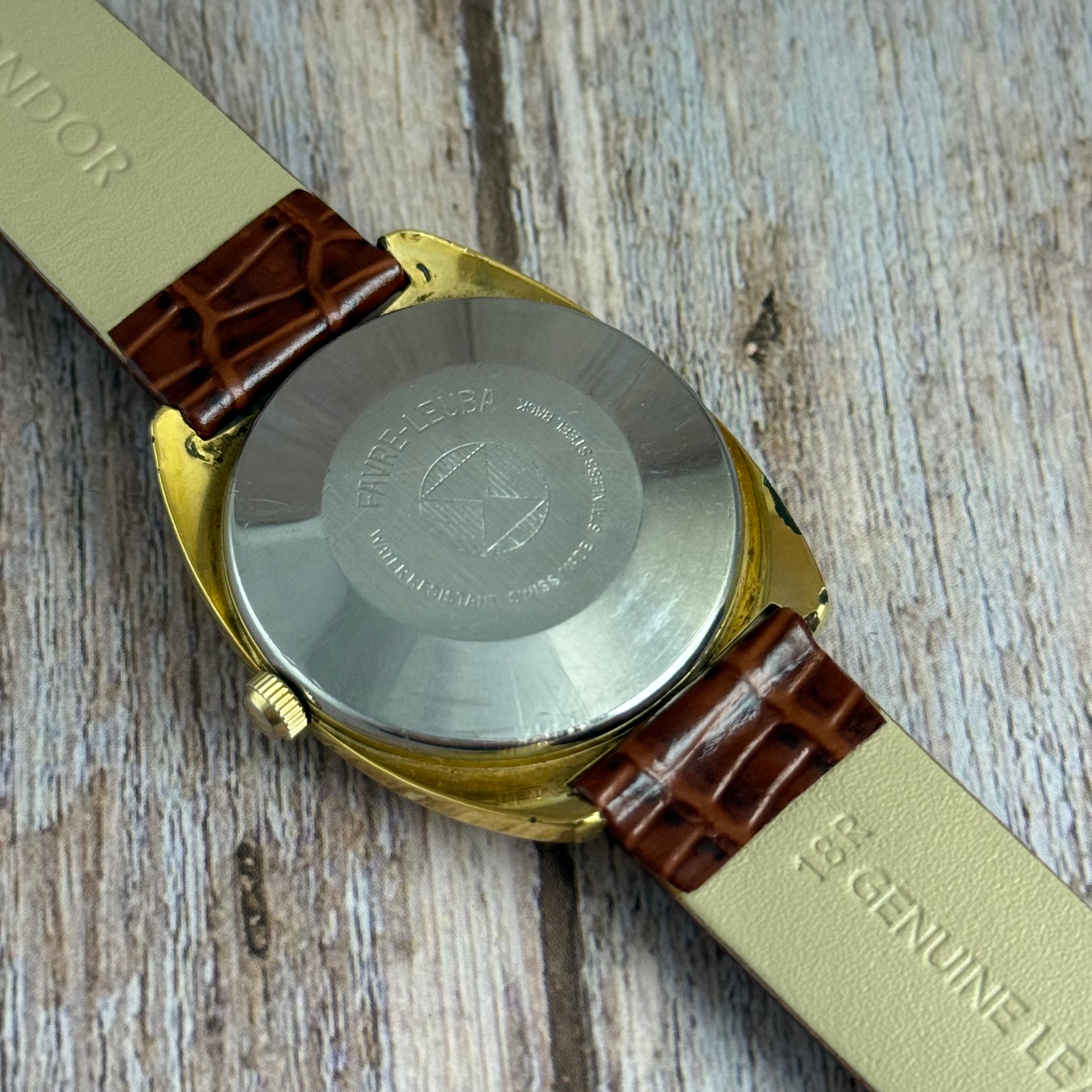 1970s Favre Leuba Daymatic Men’s Tv Case Wrist watch GP 35mm