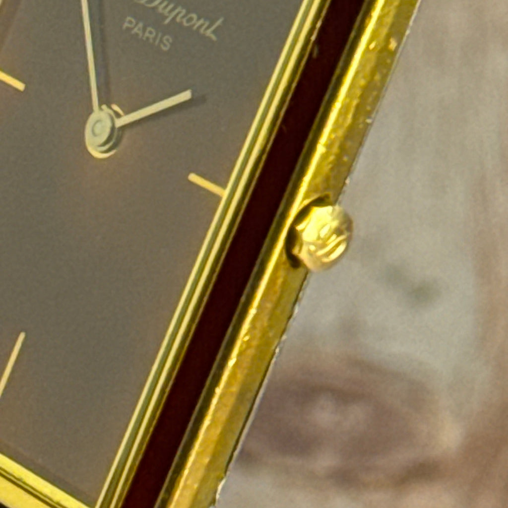 1980s S T Dupont Chinese Lacquer Quartz Oversized Tank Mens Watch