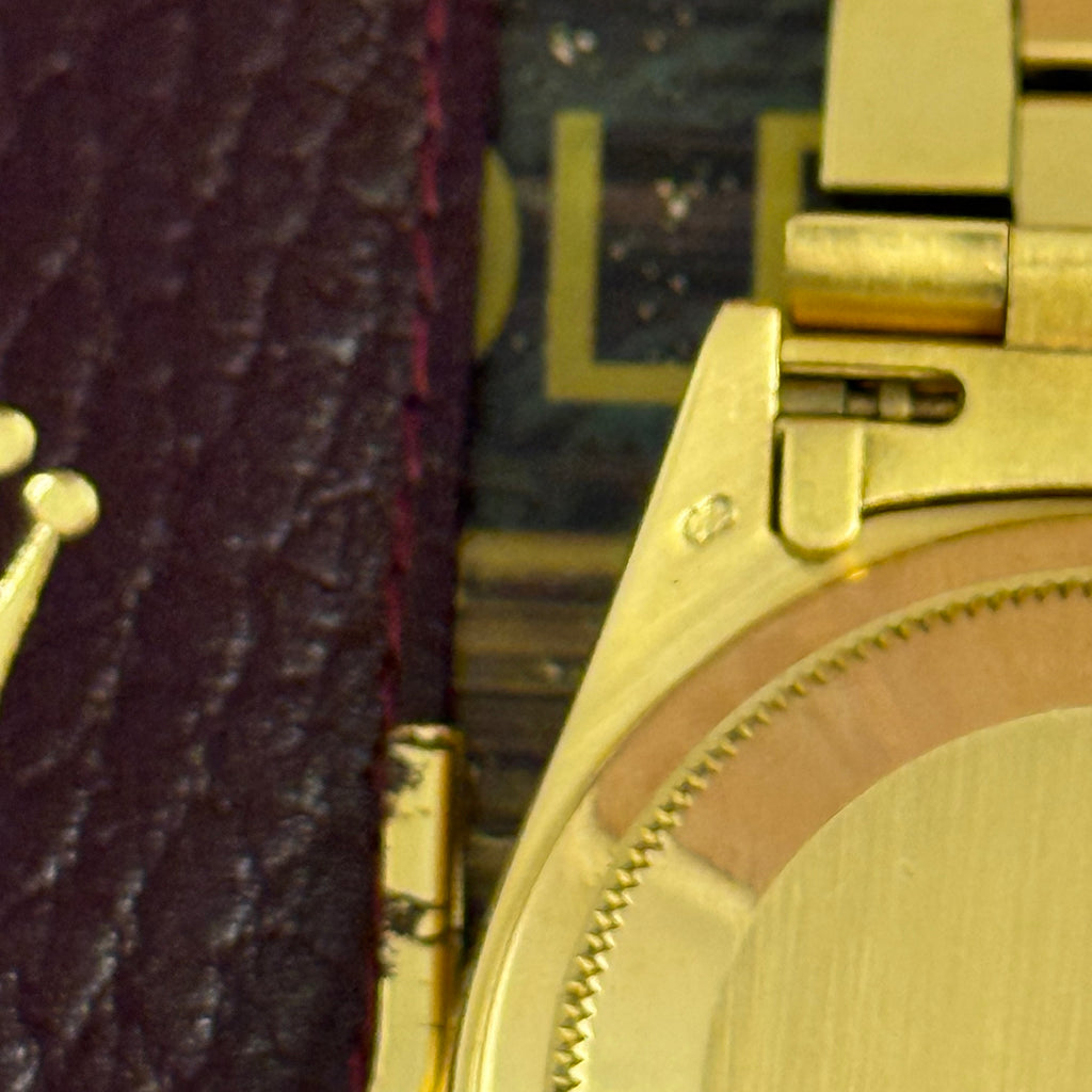1989 Rolex Day-Date 36 ‘President’ men’s yellow gold watch tapestry dial gold jubilee bracelet, box & booklets