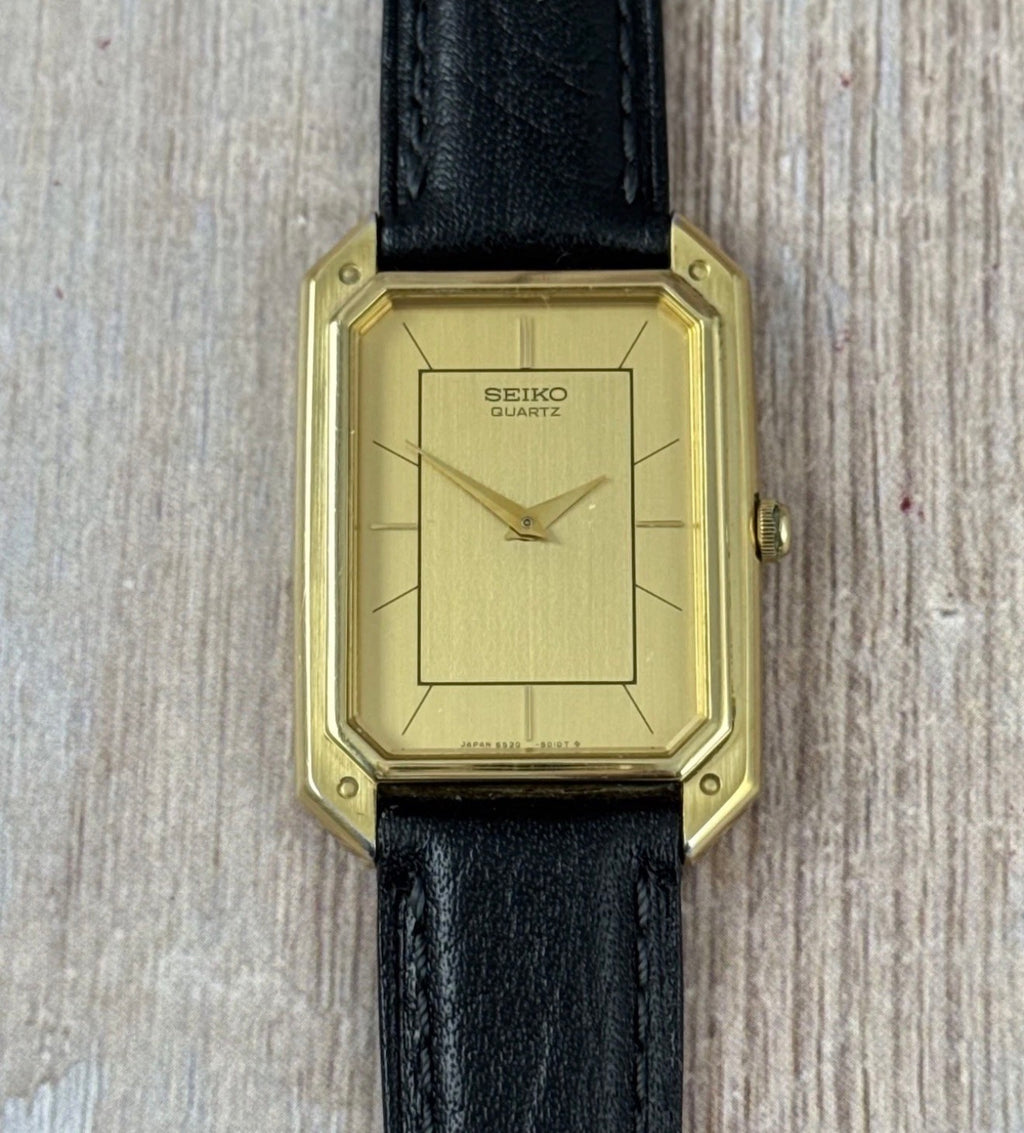 1982 SEIKO Men’s Elongated Tank Quartz Wrist Watch 6530-5000 Vintage