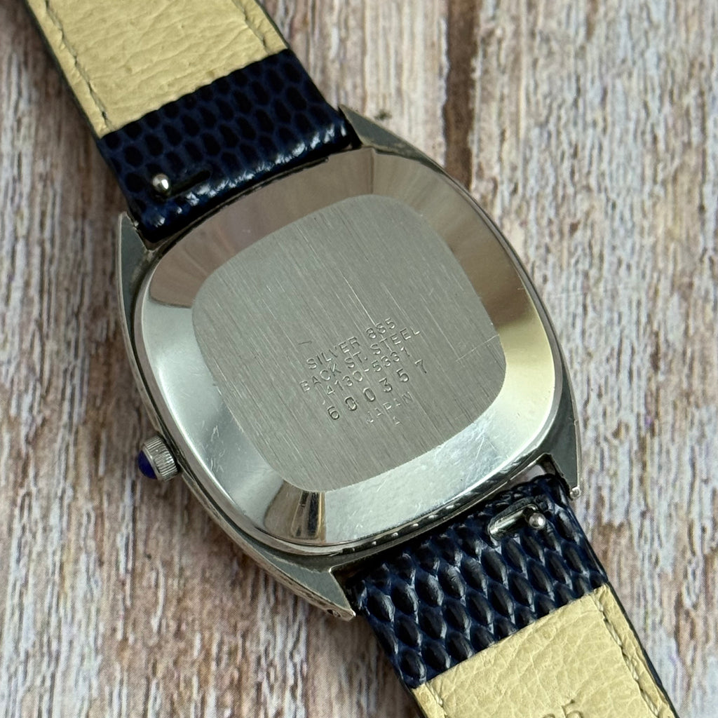 1976 Solid Silver Seiko Quartz Men’s Blue Dial Wrist Watch (4130-5331)