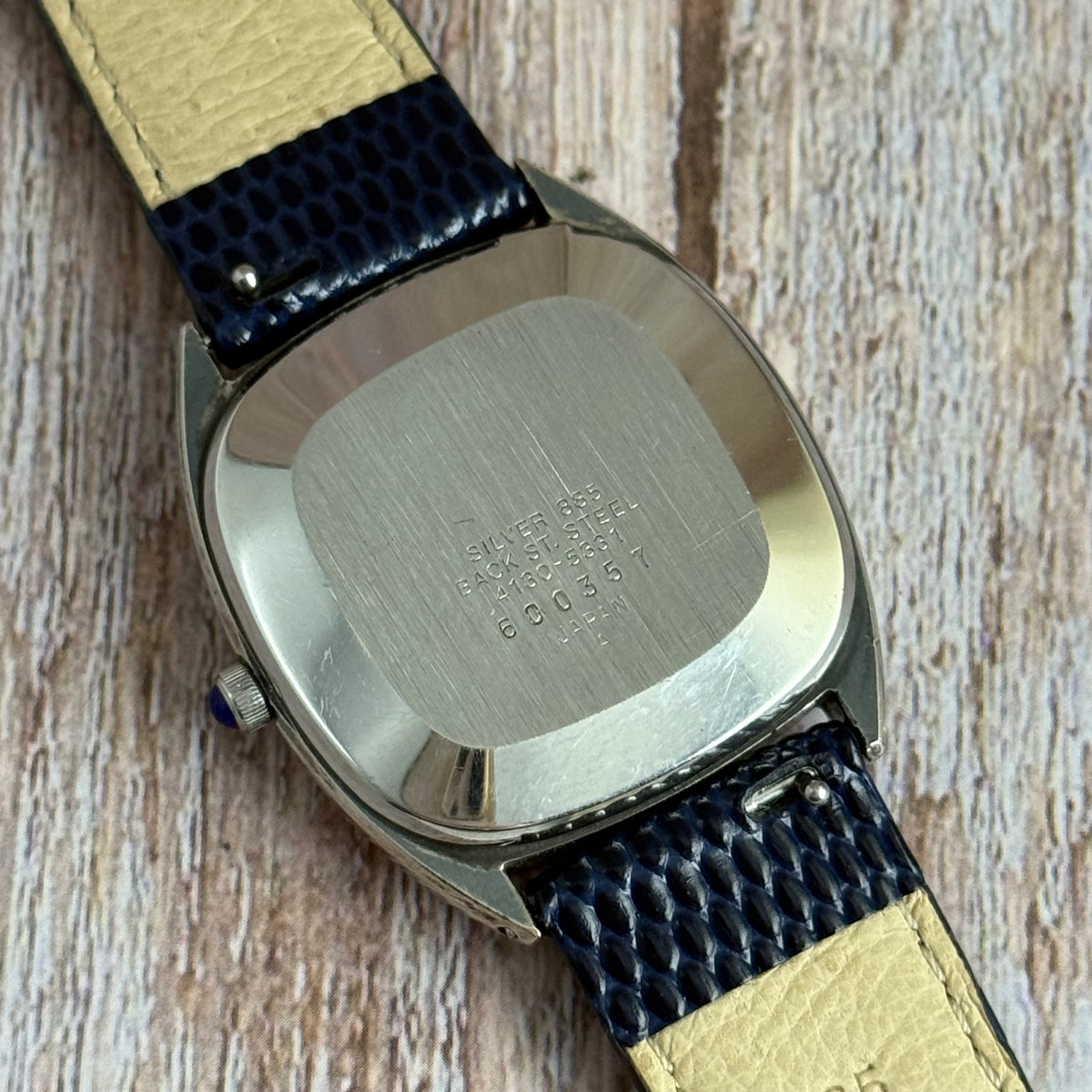 1976 Solid Silver Seiko Quartz Men’s Blue Dial Wrist Watch (4130-5331)