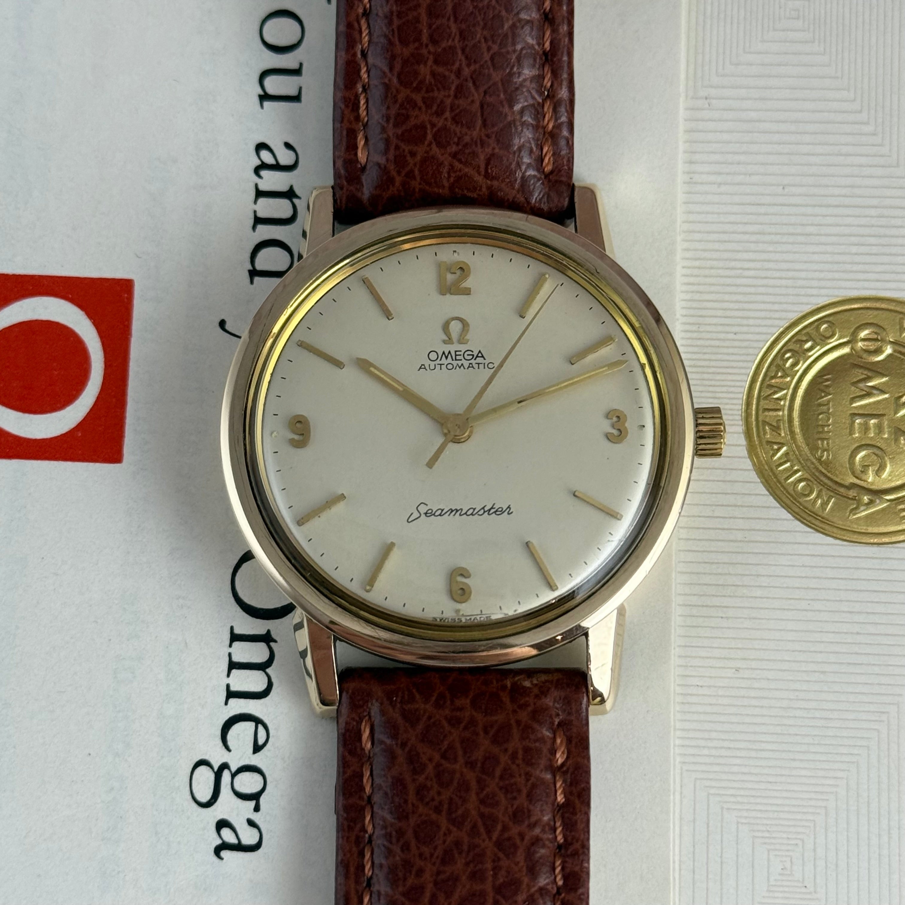 1961 Omega Seamaster 9ct Solid Gold Men’s Automatic Wrist Watch Box,Papers 35mm