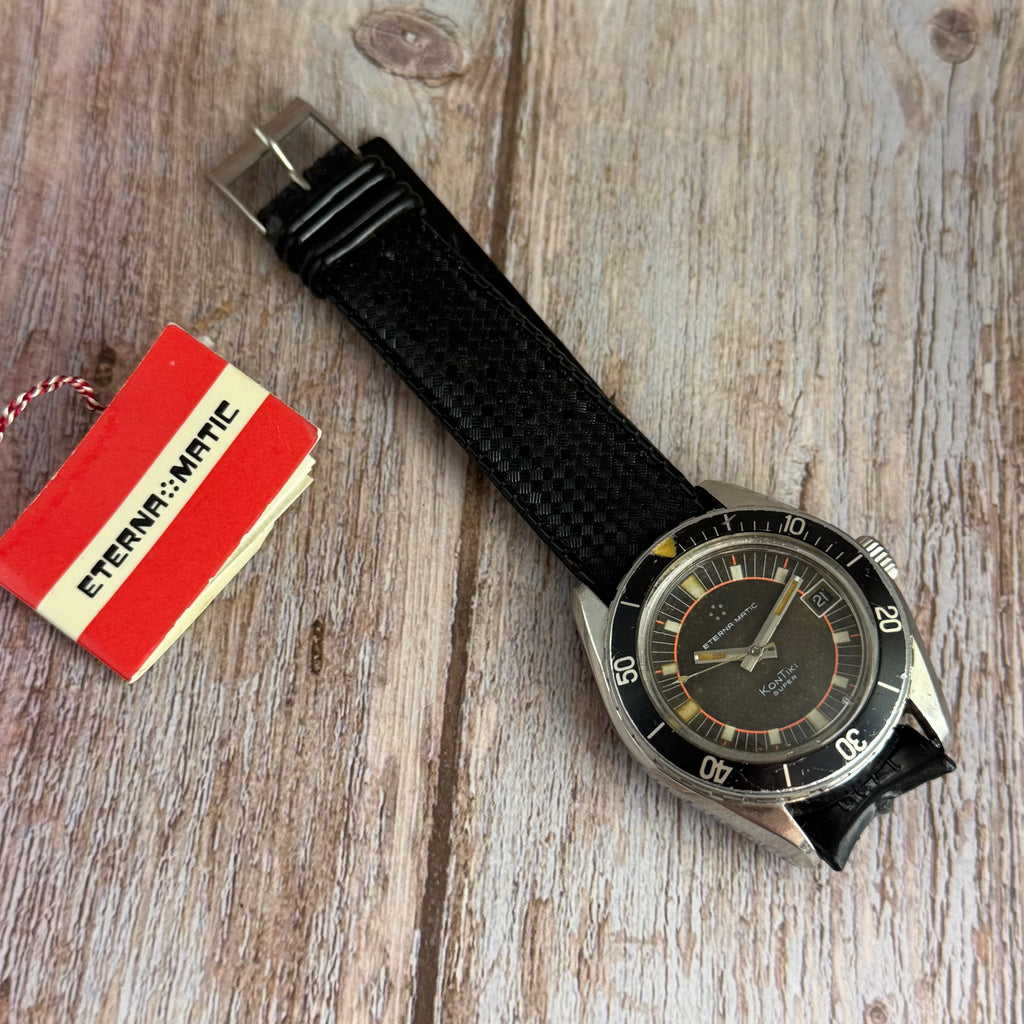 1970s Eterna-Matic KonTiki IDF military issue divers watch automatic boxed ‘chocolate’ tropical dial