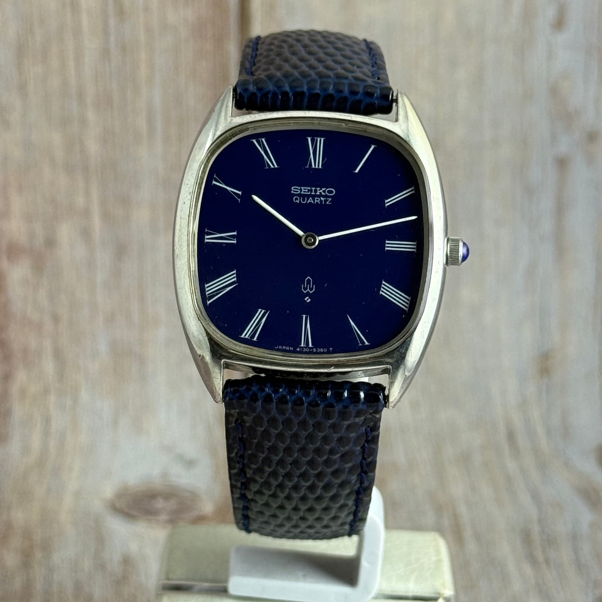 1976 Solid Silver Seiko Quartz Men’s Blue Dial Wrist Watch (4130-5331)