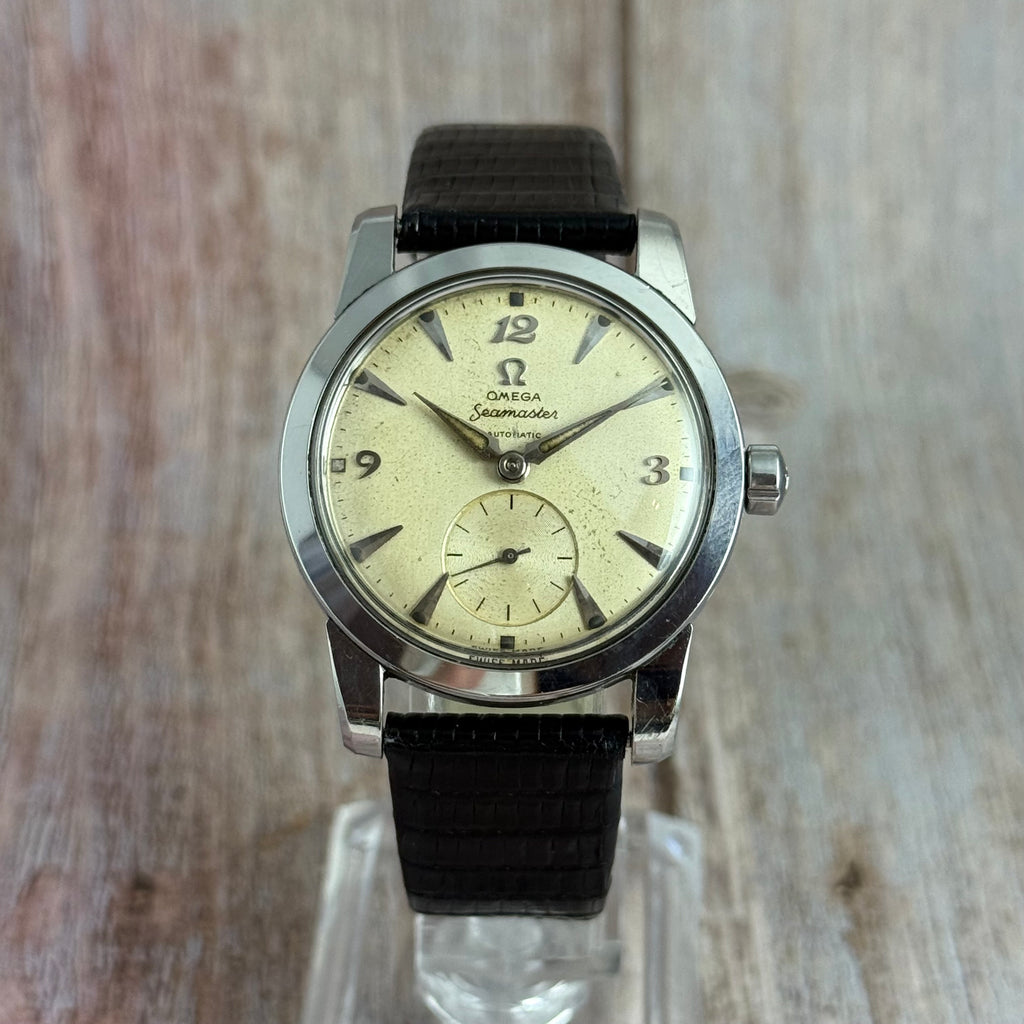 1952 Omega Seamaster “bumper” automatic breguet numerals men’s watch 35mm