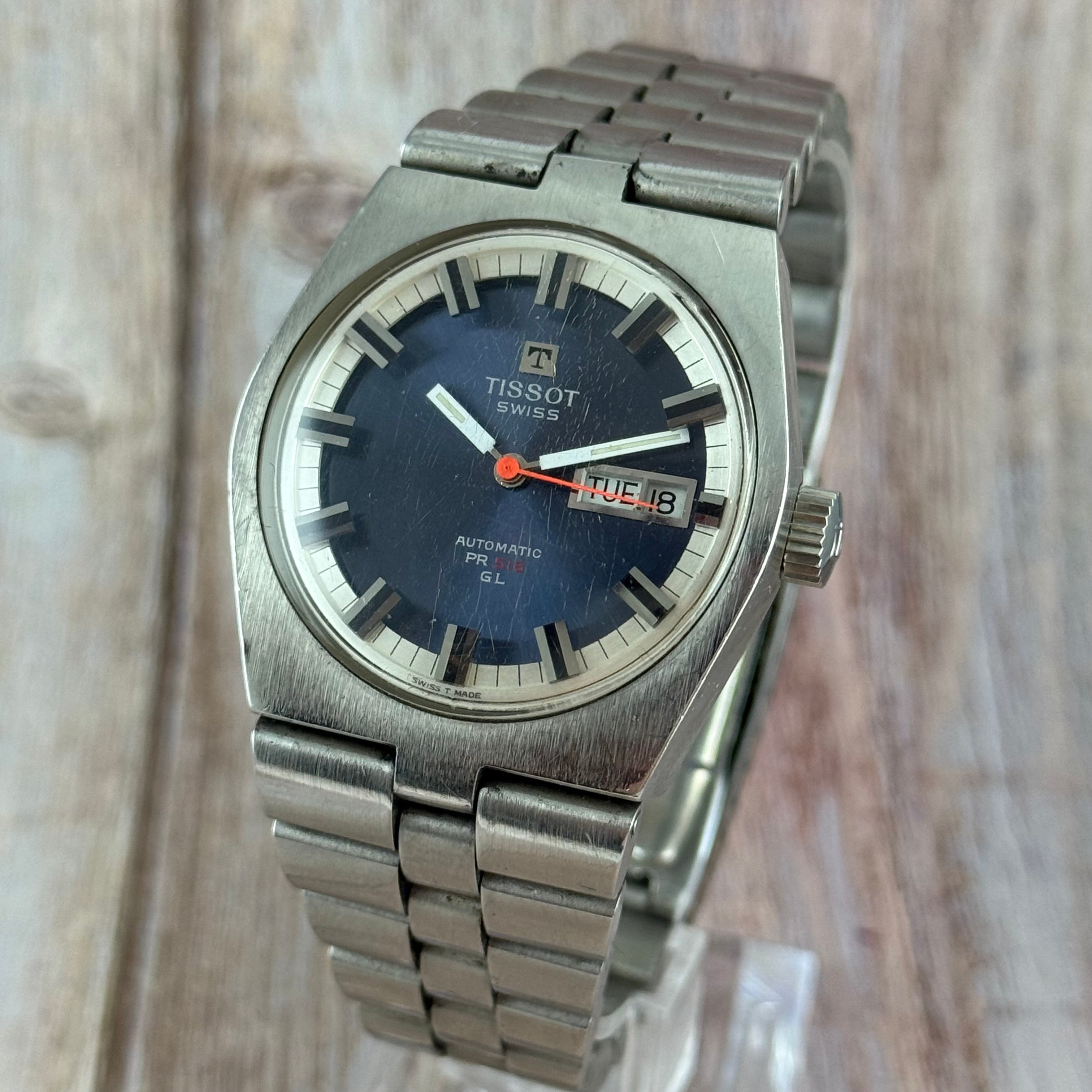 1970s Tissot PR516 GL “arnie” men’s Automatic Wrist Watch 36mm Working Boxed