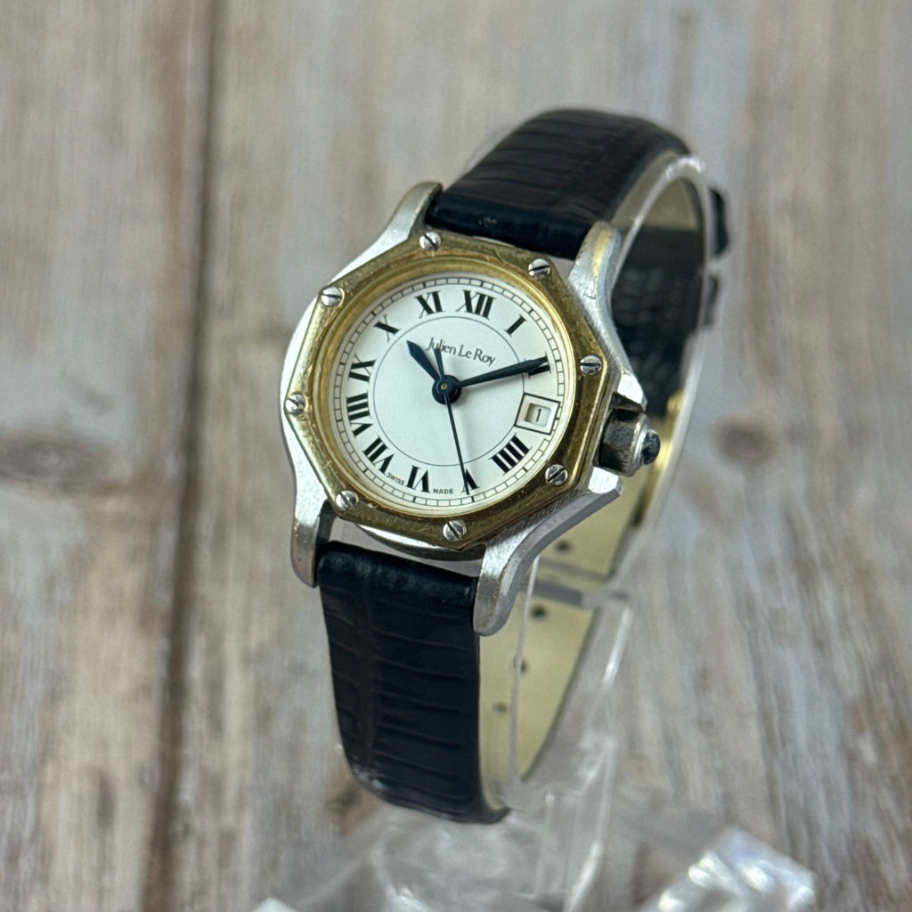 Vintage Julian Le Roy Ladies ‘santos octagon’ style automatic wrist watch 26mm gold & steel (ETA 2671)