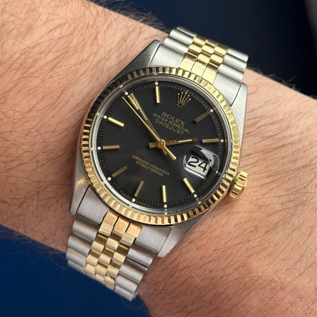 1972 Rolex Datejust 36 18k Gold & Steel 1601 Men’s Wrist Watch Vintage Boxed