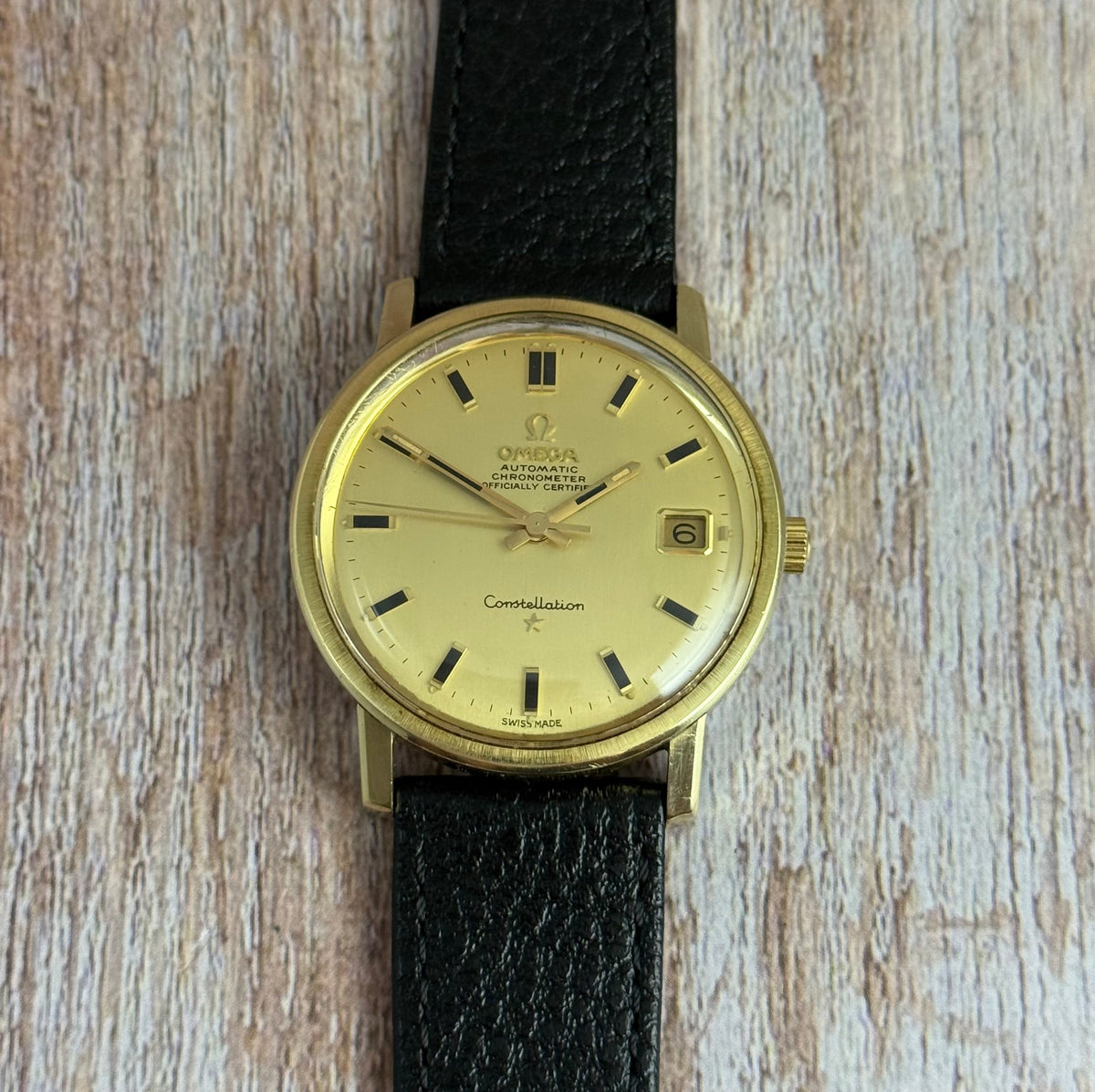 1970 Omega Constellation automatic chronometer gold plated men’s watch quickset