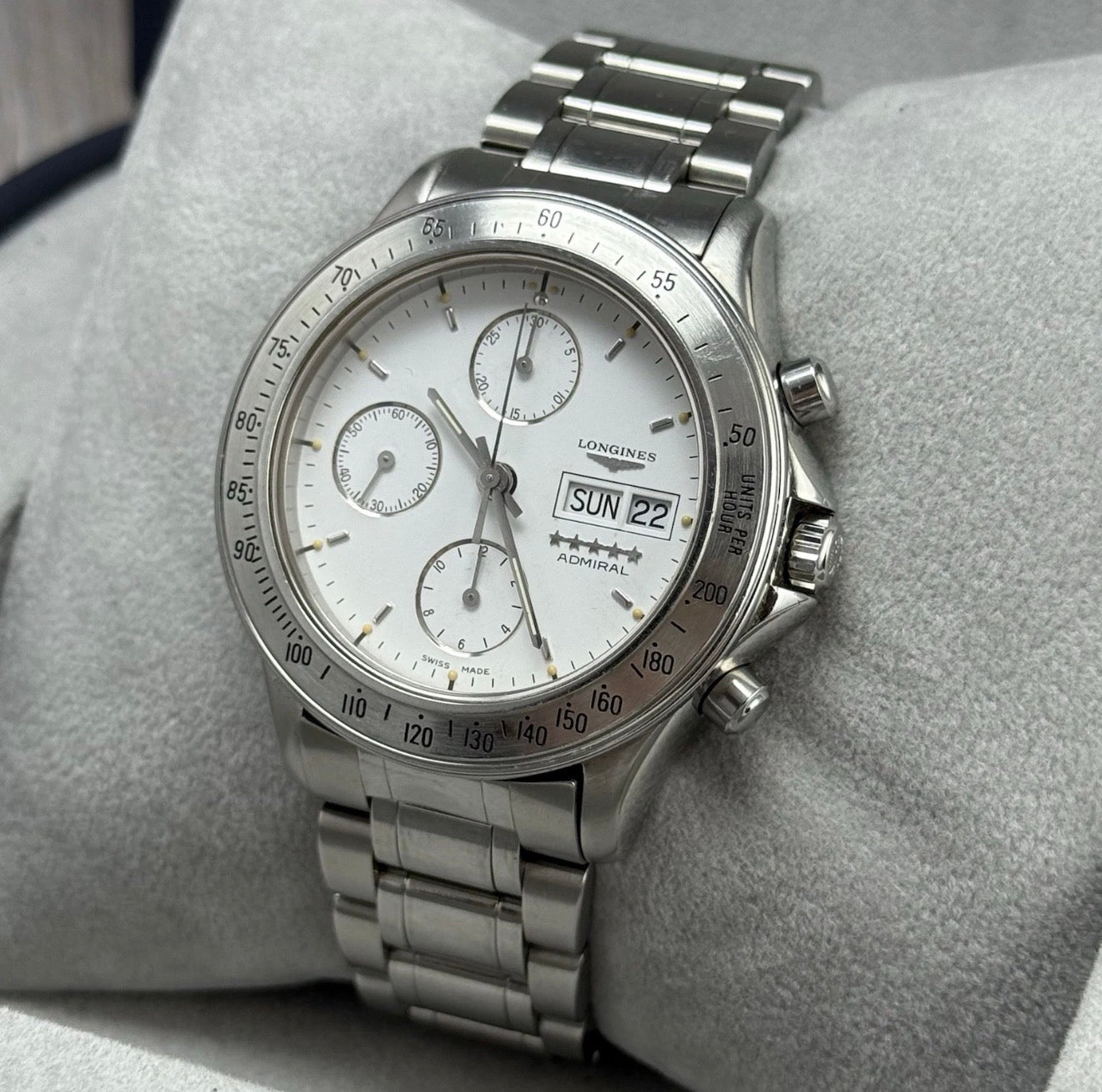 1998 Longines Admiral Automatic Chronograph Men’s Steel Watch 40mm Boxed