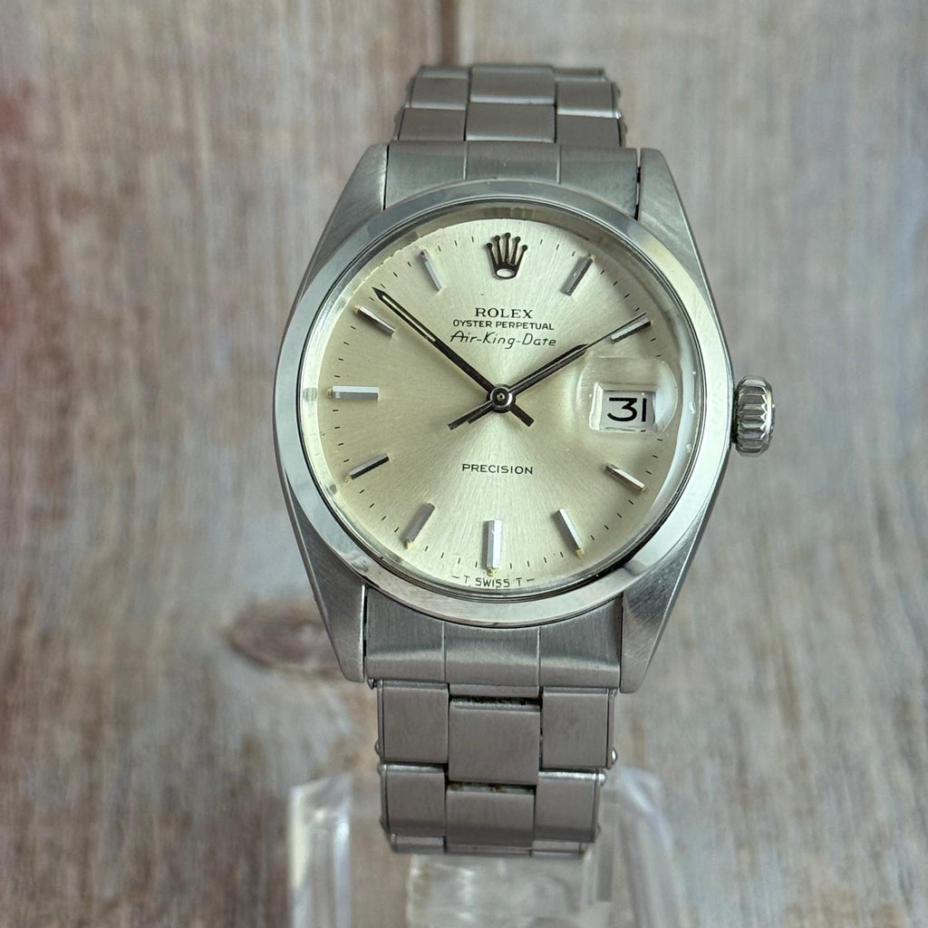 1971 Rolex Air King Date precision men’s steel automatic wrist watch 35mm (5700)