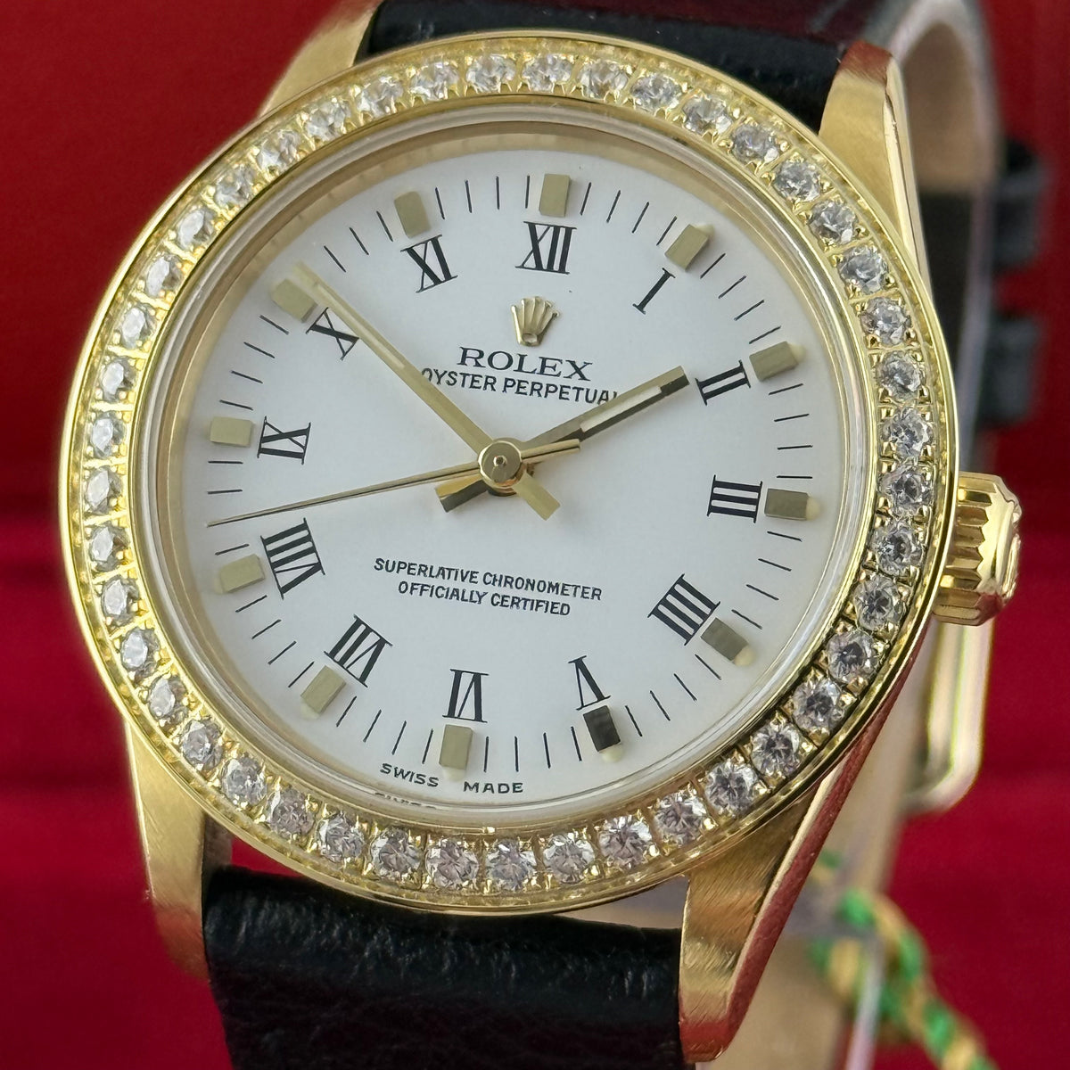 18ct Rolex Oyster Perpetual 31 Ladies Solid Gold Watch Box Papers 1996