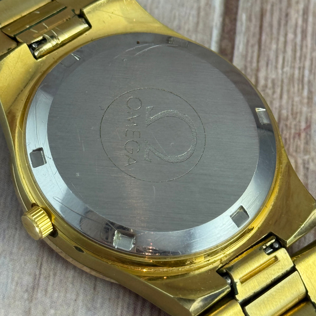 1973 Omega Geneve Automatic Men’s Gold Plated Watch Integral Bracelet 36mm