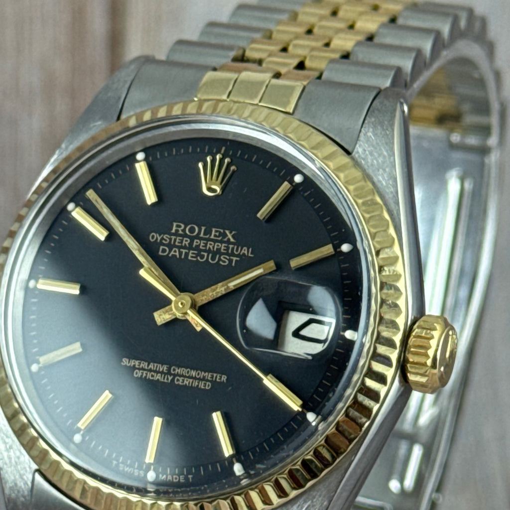 1972 Rolex Datejust 36 18k Gold & Steel 1601 Men’s Wrist Watch Vintage Box & tag