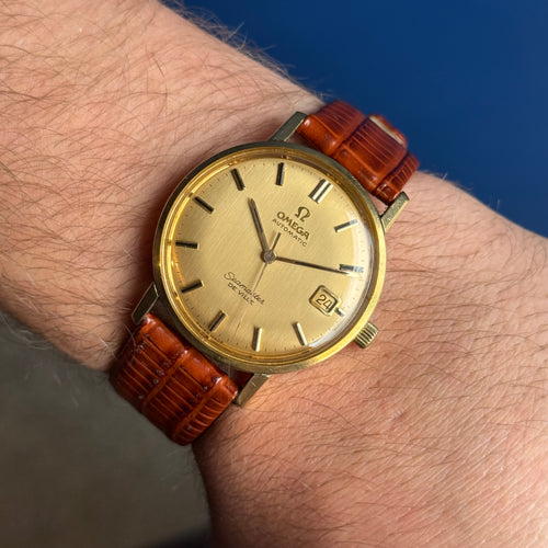 18ct Solid Gold Omega Seamaster Automatic Gold Onyx Dial 35mm (c1963) 166.025