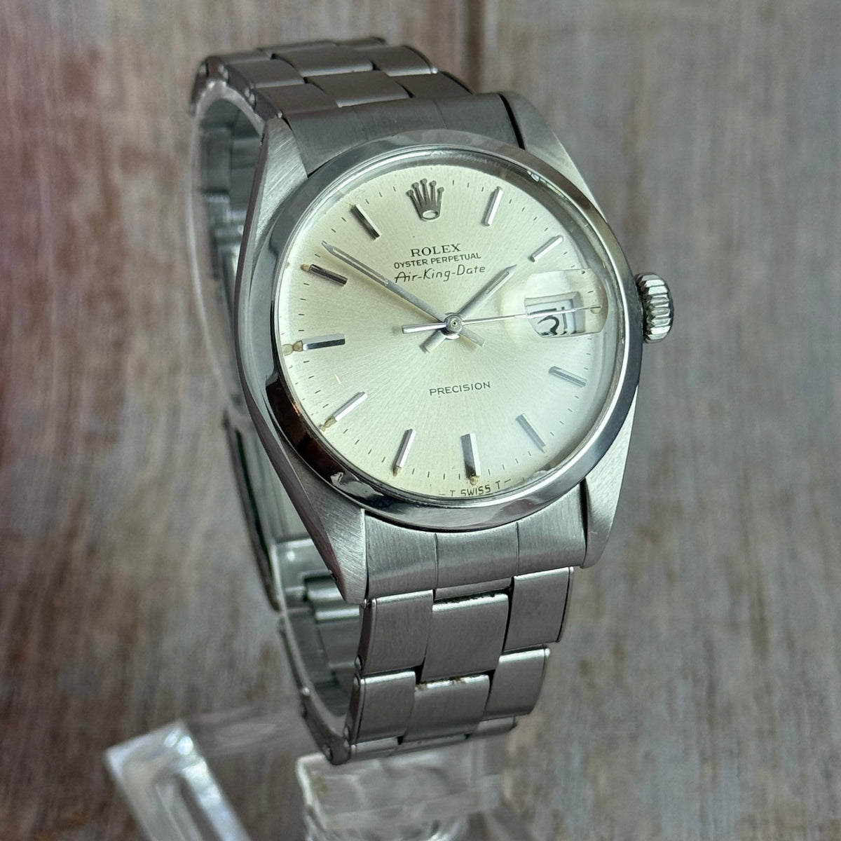 1971 Rolex Air King Date precision men’s steel automatic wrist watch 35mm (5700)
