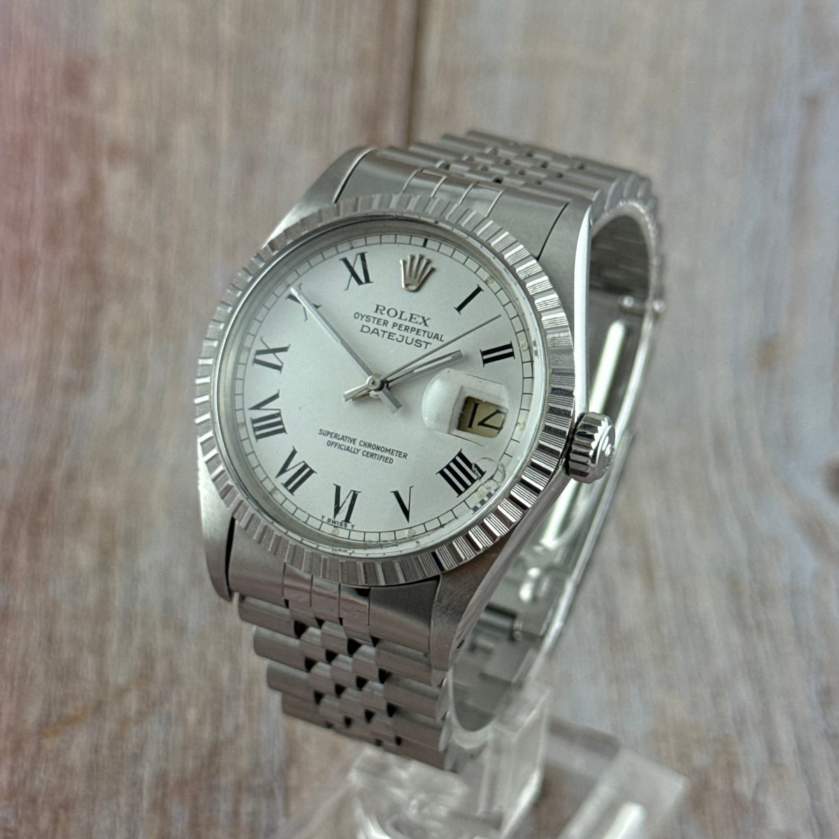 1986 Rolex Datejust 36 silver “Buckley” dial steel men’s watch MINT CONDITION