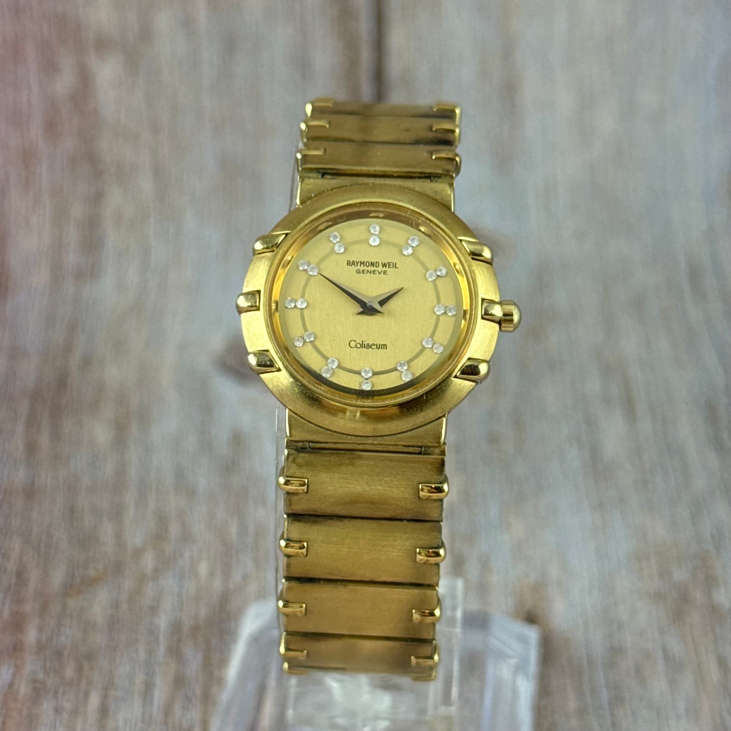 Neo vintage Raymond Weil Coliseum ladies wrist watch diamond dial 18K plated
