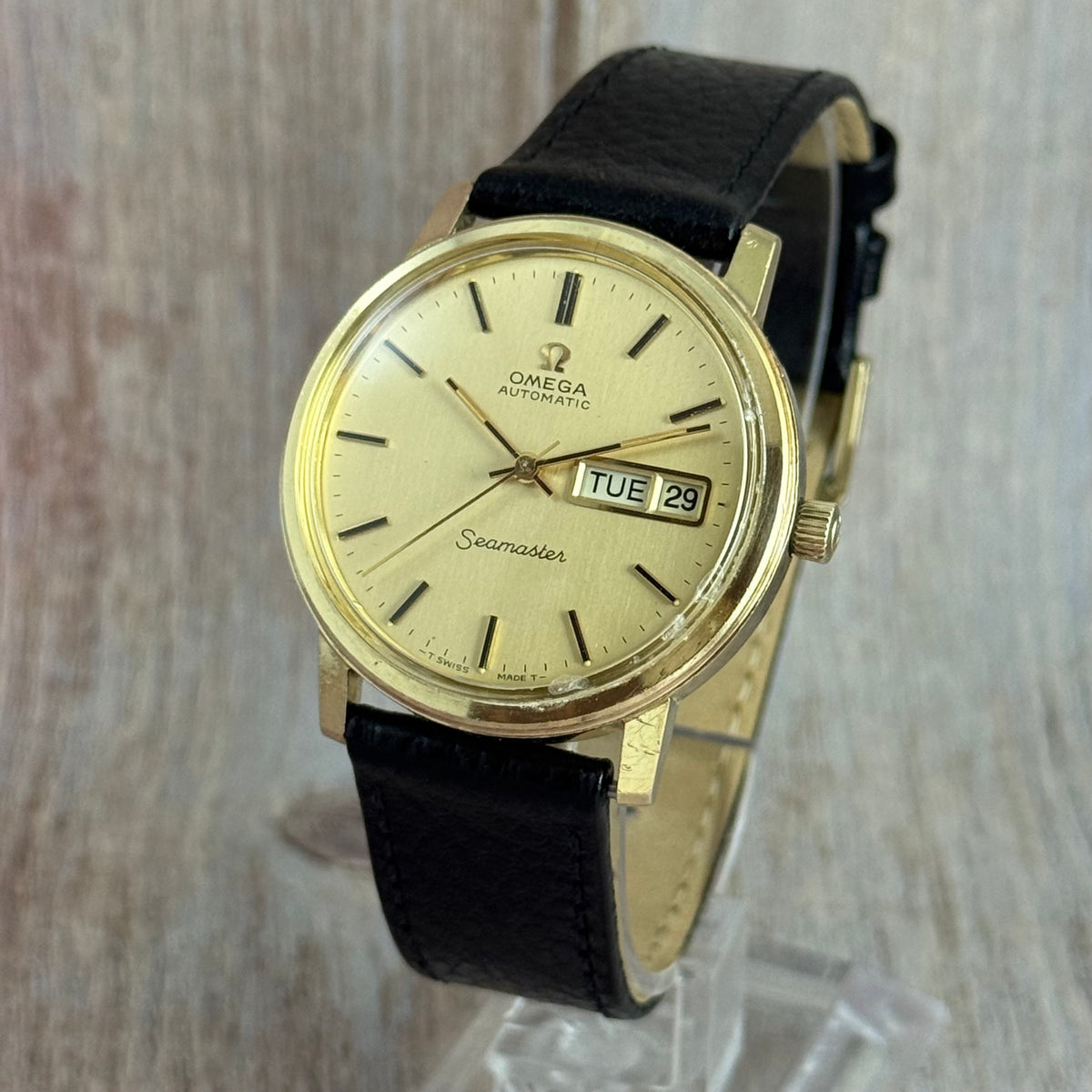 Vintage Omega Seamaster automatic men’s day-date wrist watch gold plated SERVICED