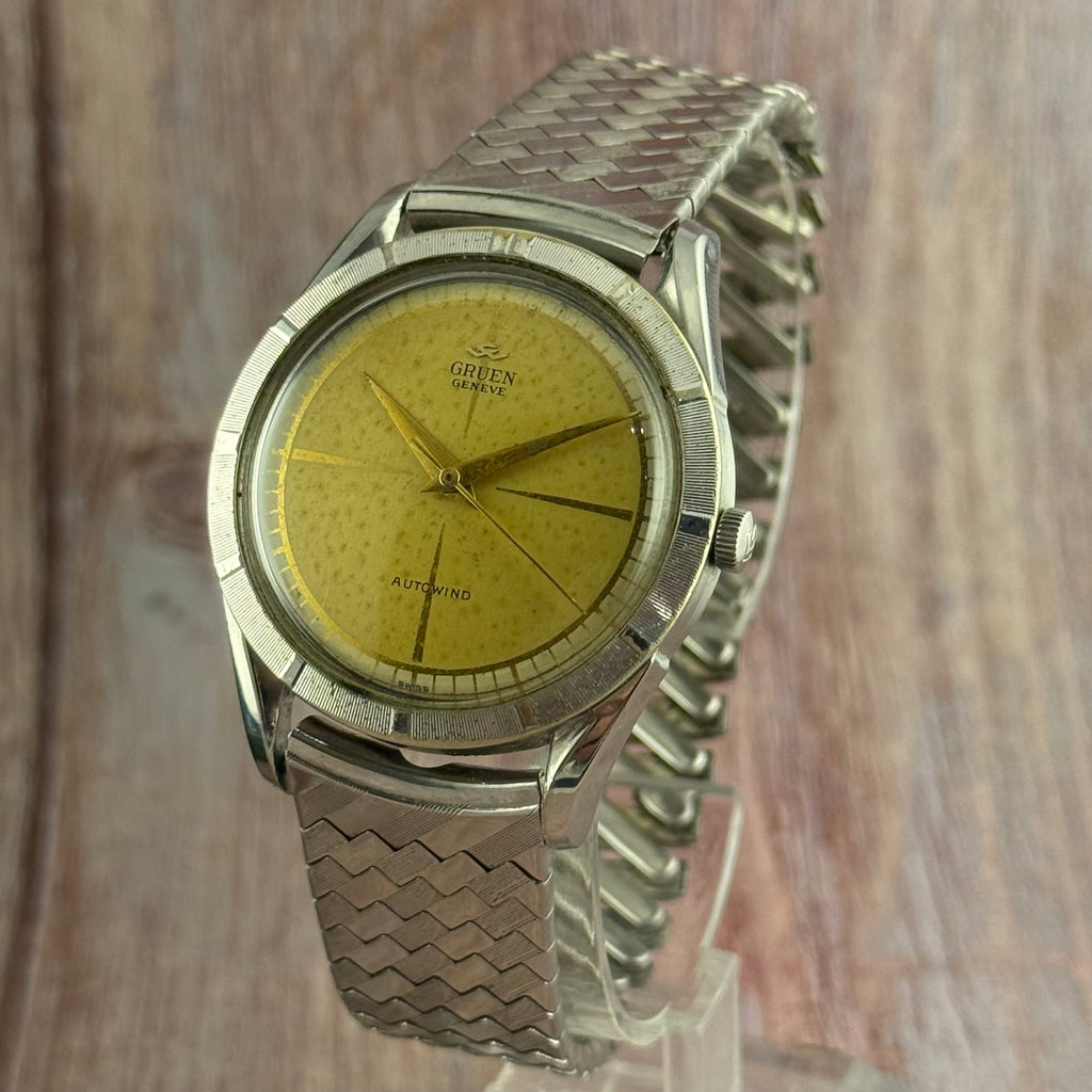 1950s Gruen Precision autowind ‘bumper’ automatic men’s wrist watch boxed 34mm