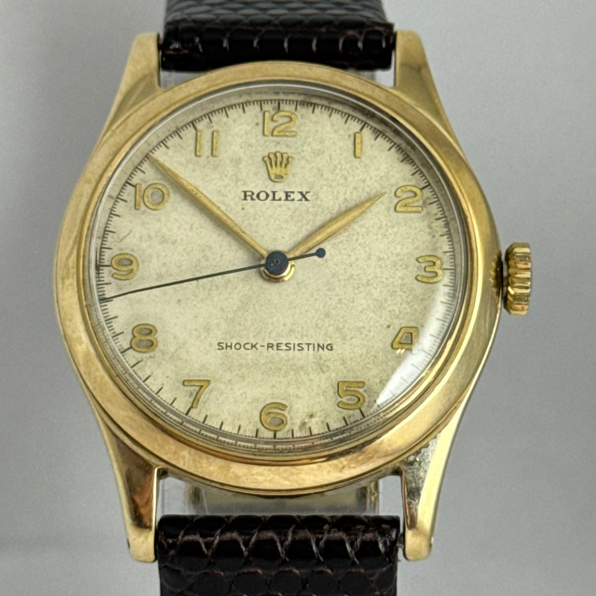 1947 Rolex 9ct gold men’s Manual wind wrist watch 30mm Arabic dial