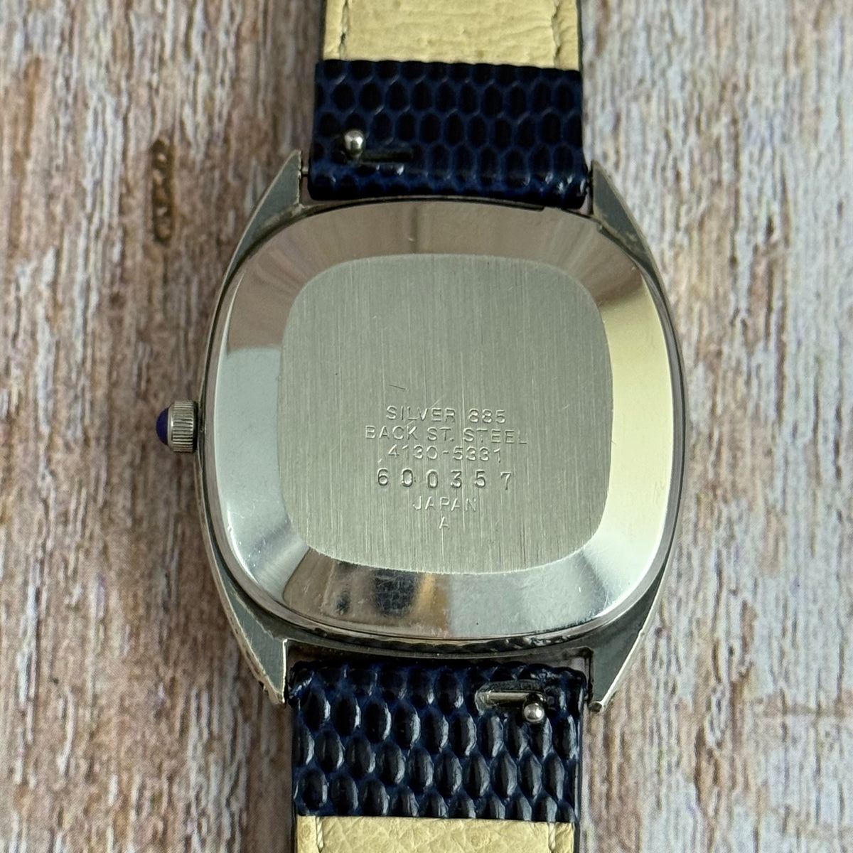 1976 Solid Silver Seiko Quartz Men’s Blue Dial Wrist Watch (4130-5331)