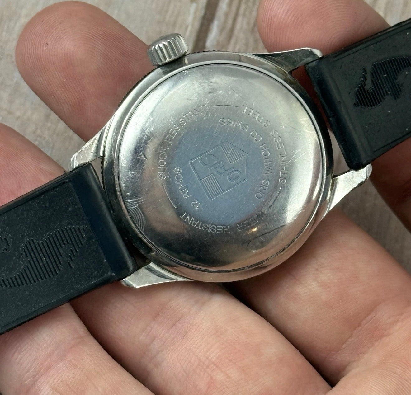 1960s Oris ‘big Crown’ Automatic Skin Divers Watch 36mm Vintage 25 Jewels