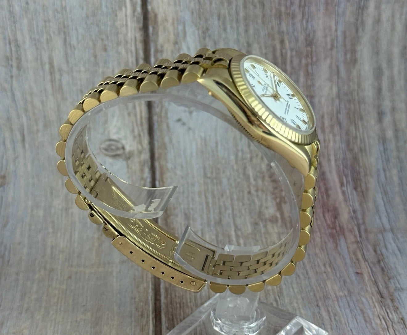 18ct Rolex Oyster Perpetual 31 Ladies Solid Gold Watch Bracelet Box Papers 1996