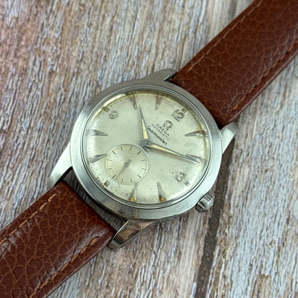 1950 Omega Seamaster automatic ‘bumper’ Arabic dial steel men’s watch
