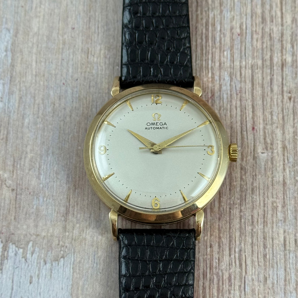 1957 9ct omega Automatic Men’s Solid Gold Dress Watch 35mm boc and papers COLLECTORS SET