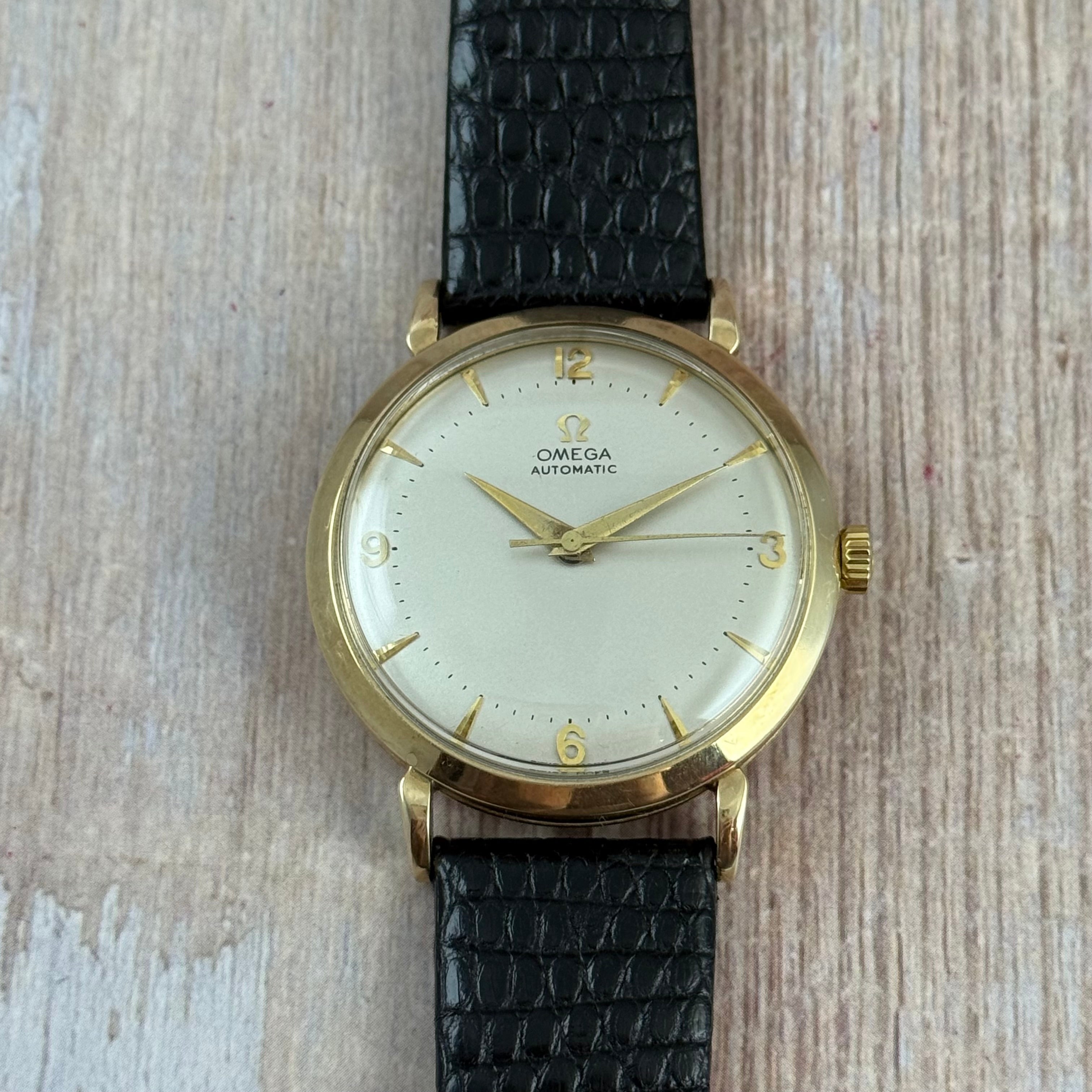 1957 9ct omega Automatic Men’s Solid Gold Dress Watch 35mm boc and papers COLLECTORS SET