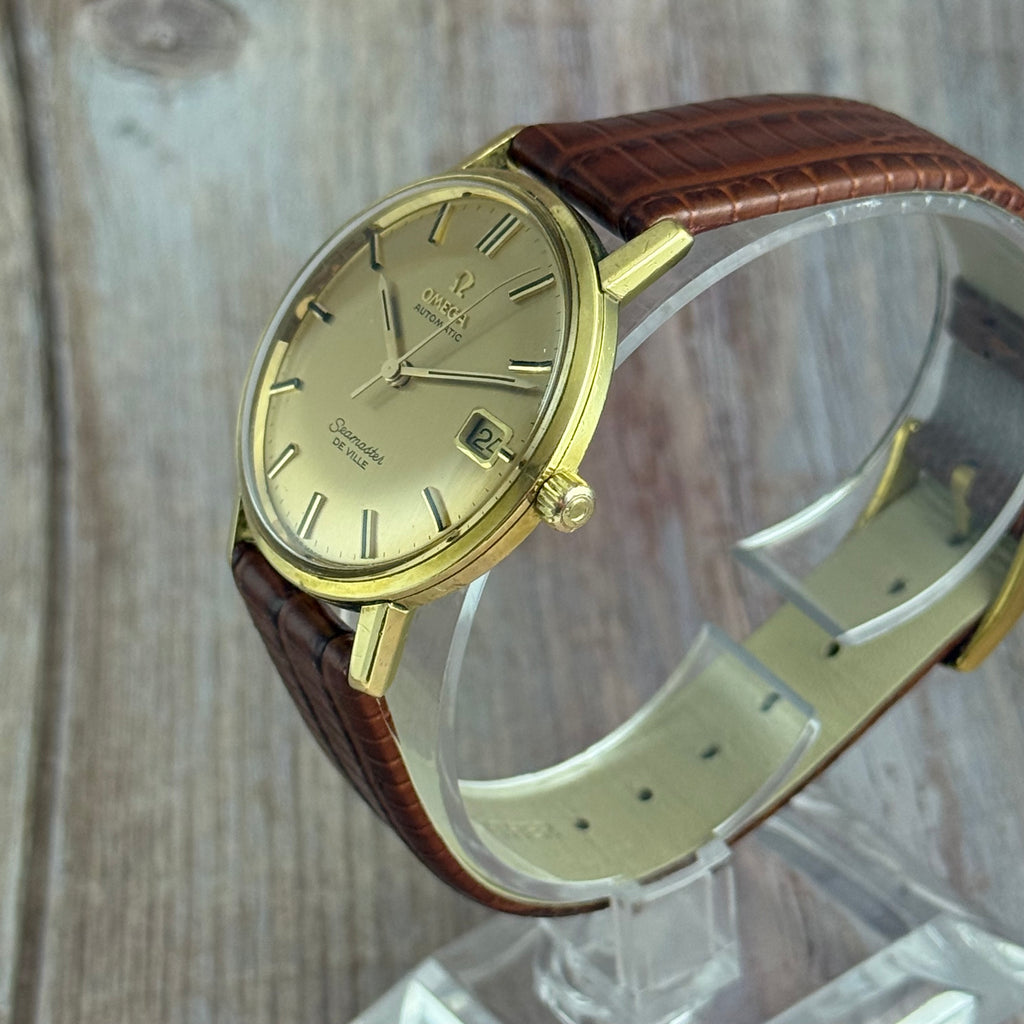 18ct Solid Gold Omega Seamaster Automatic Gold Onyx Dial 35mm (c1963) 166.025