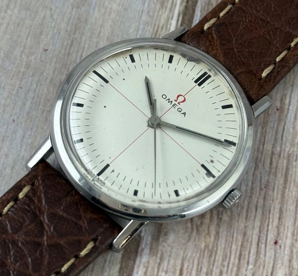 1965 Omega Technical Red Cross Hair Dial Men’s Manual Wind Watch (131.019)