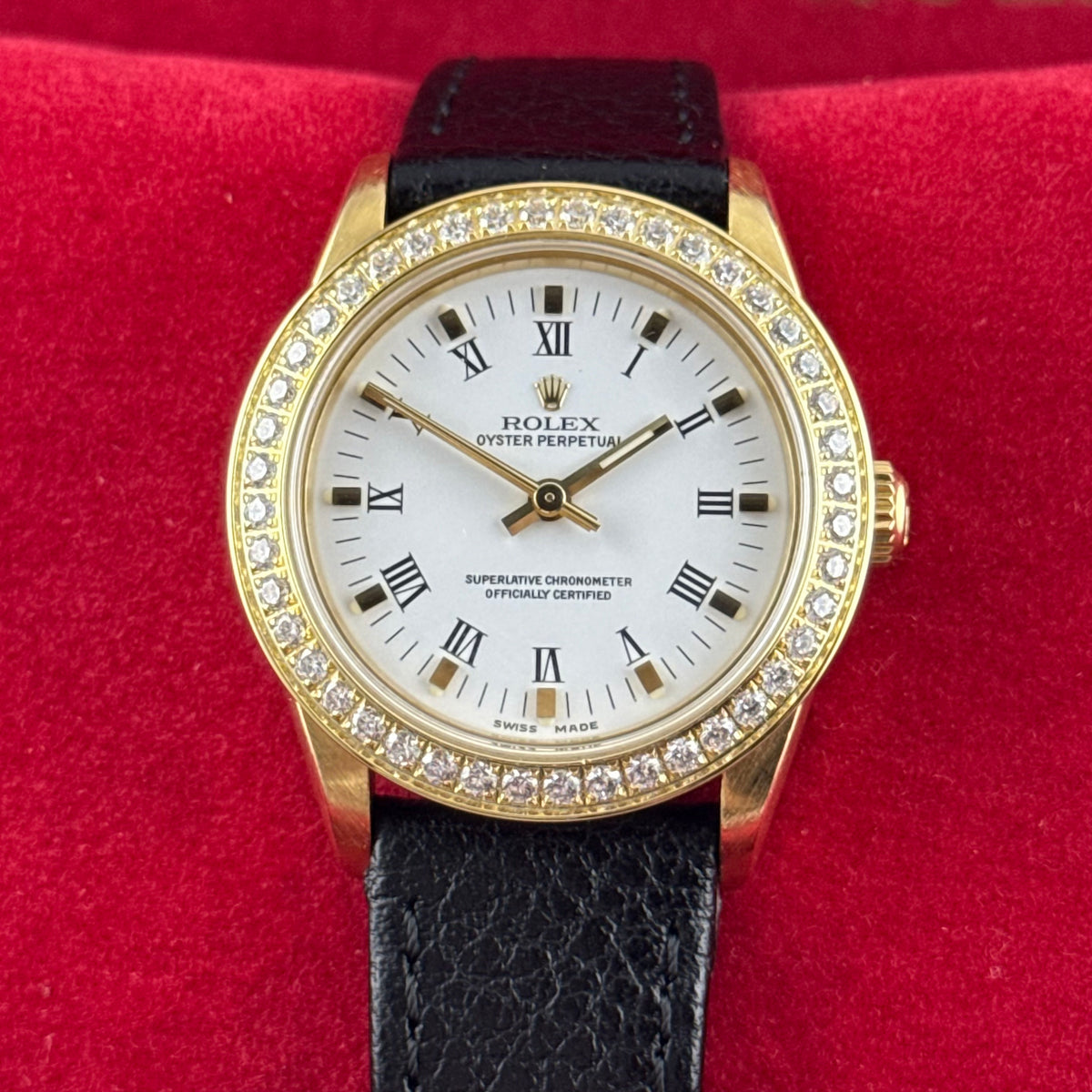 18ct Rolex Oyster Perpetual 31 Ladies Solid Gold Watch Box Papers 1996