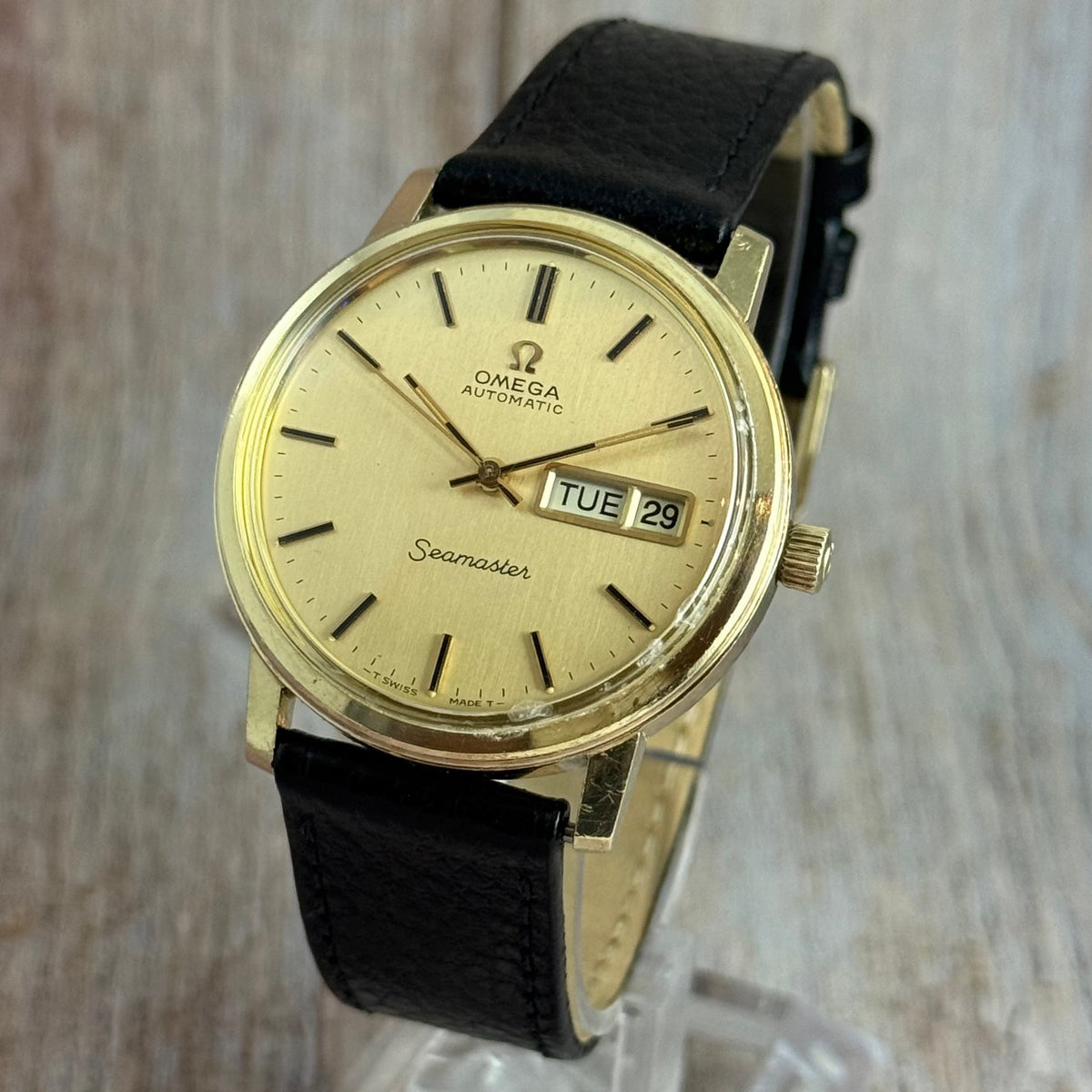 Vintage Omega Seamaster automatic men’s day-date wrist watch gold plated SERVICED