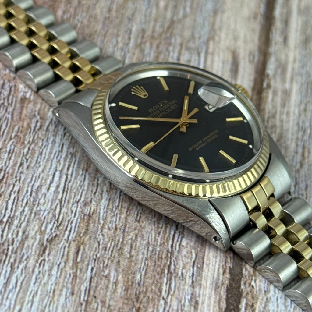 1972 Rolex Datejust 36 18k Gold & Steel 1601 Men’s Wrist Watch Vintage Box & tag