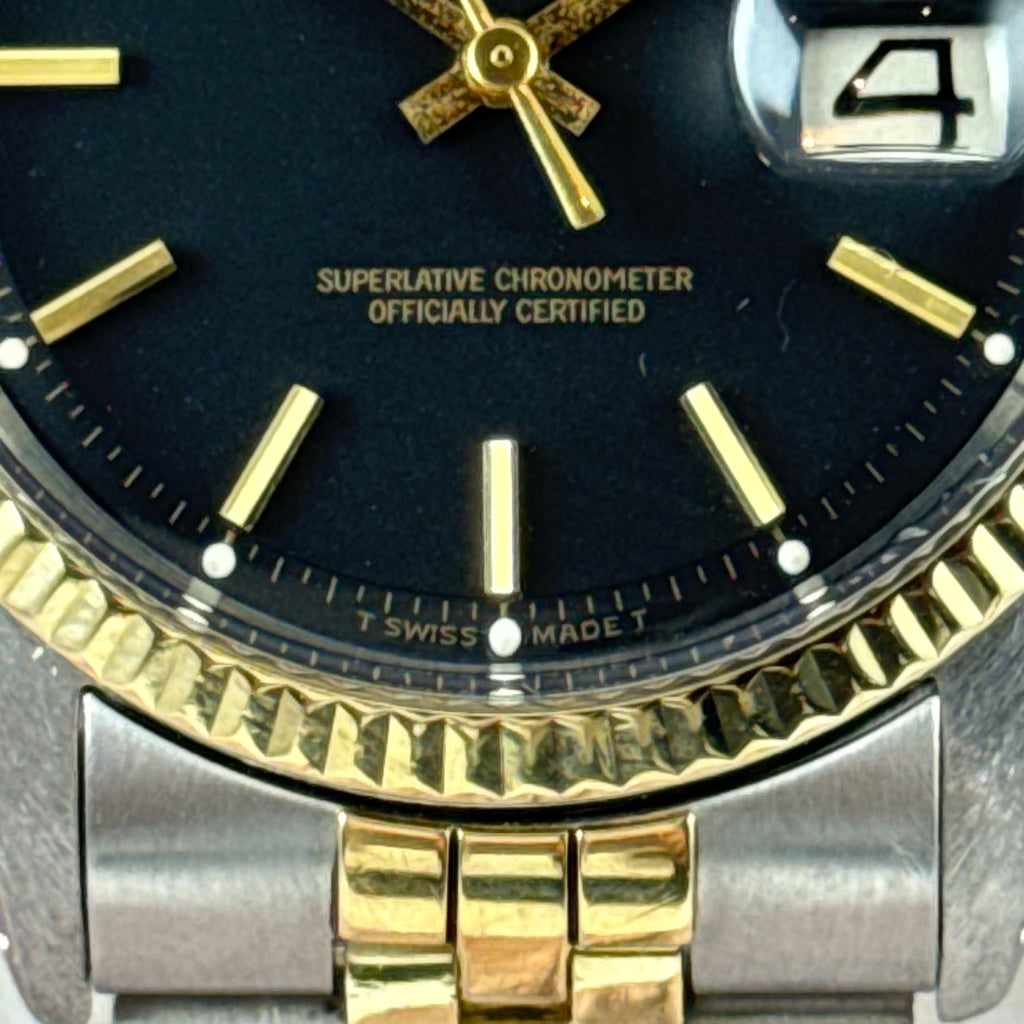 1972 Rolex Datejust 36 18k Gold & Steel 1601 Men’s Wrist Watch Vintage Box & tag