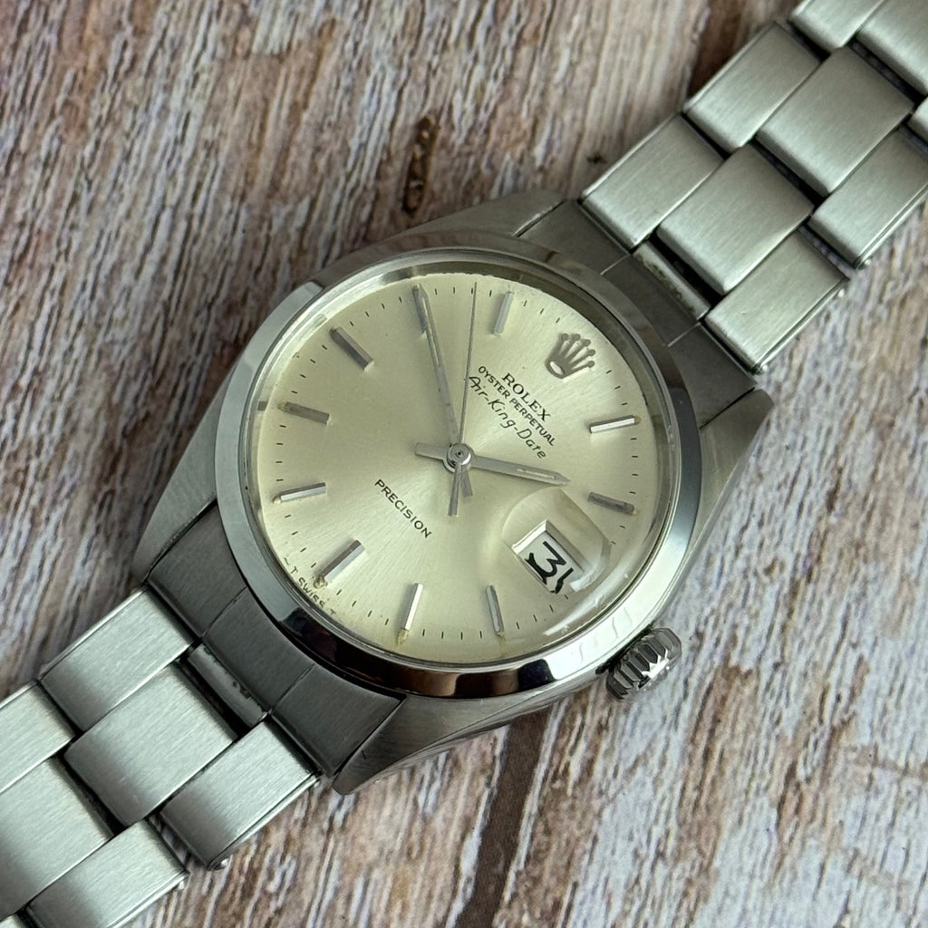 1971 Rolex Air King Date precision men’s steel automatic wrist watch 35mm (5700)