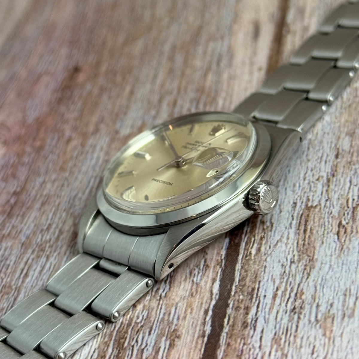 1971 Rolex Air King Date precision men’s steel automatic wrist watch 35mm (5700)