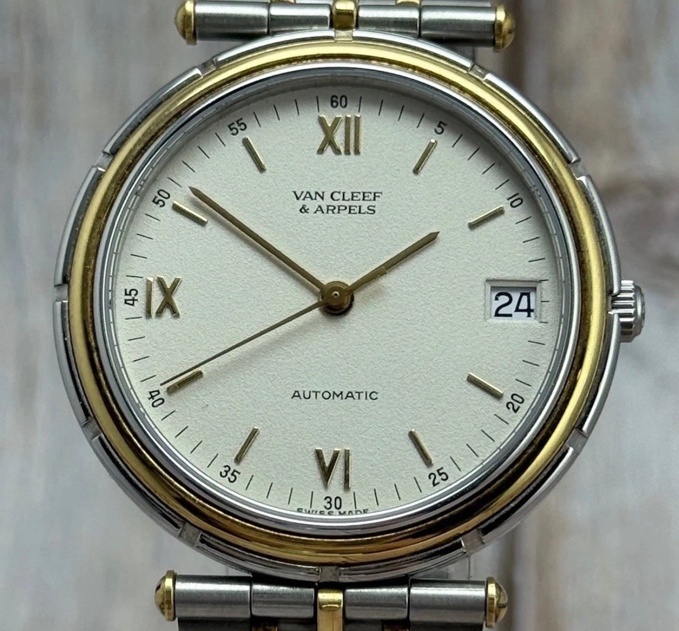 1990s Van Cleef & Arpels La Collection Watch solid 18ct Gold & Steel 34mm Unisex Men’s