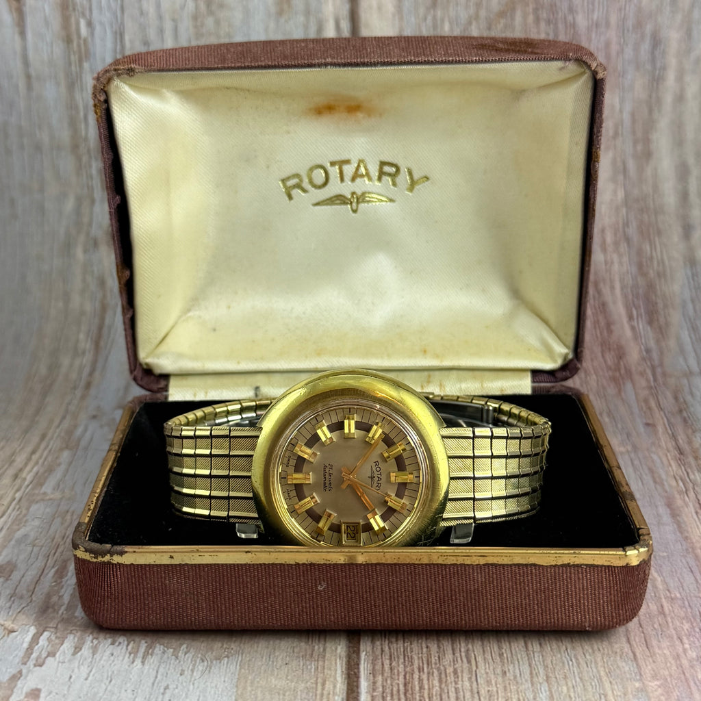Space age ROTARY UFO men’s automatic divers watch 40mm gold plated