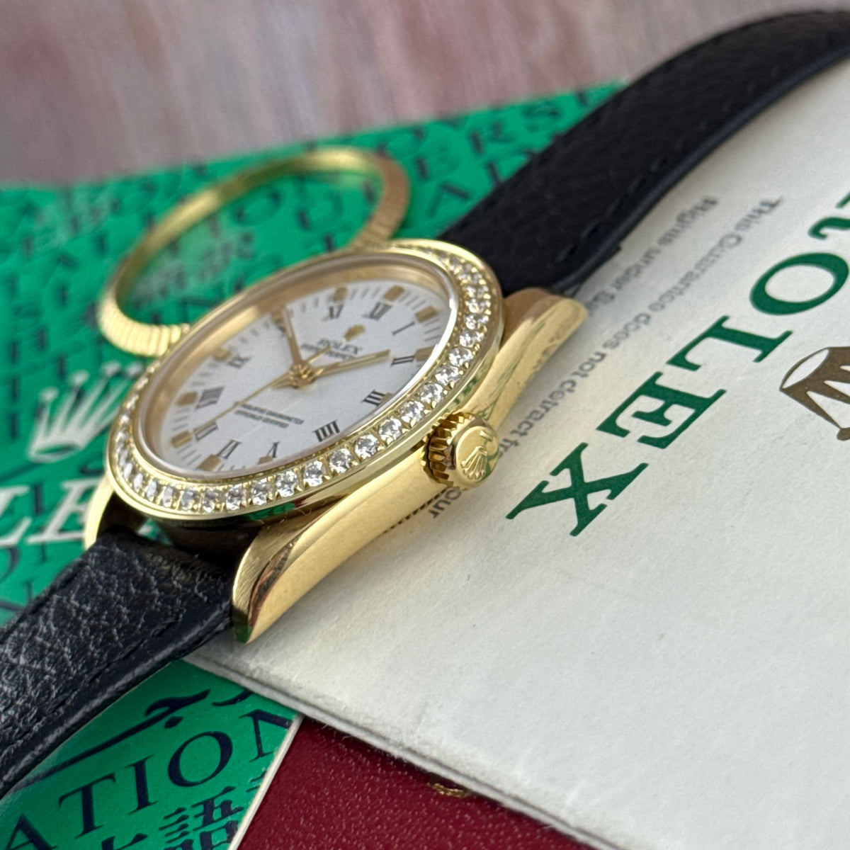 18ct Rolex Oyster Perpetual 31 Ladies Solid Gold Watch Box Papers 1996
