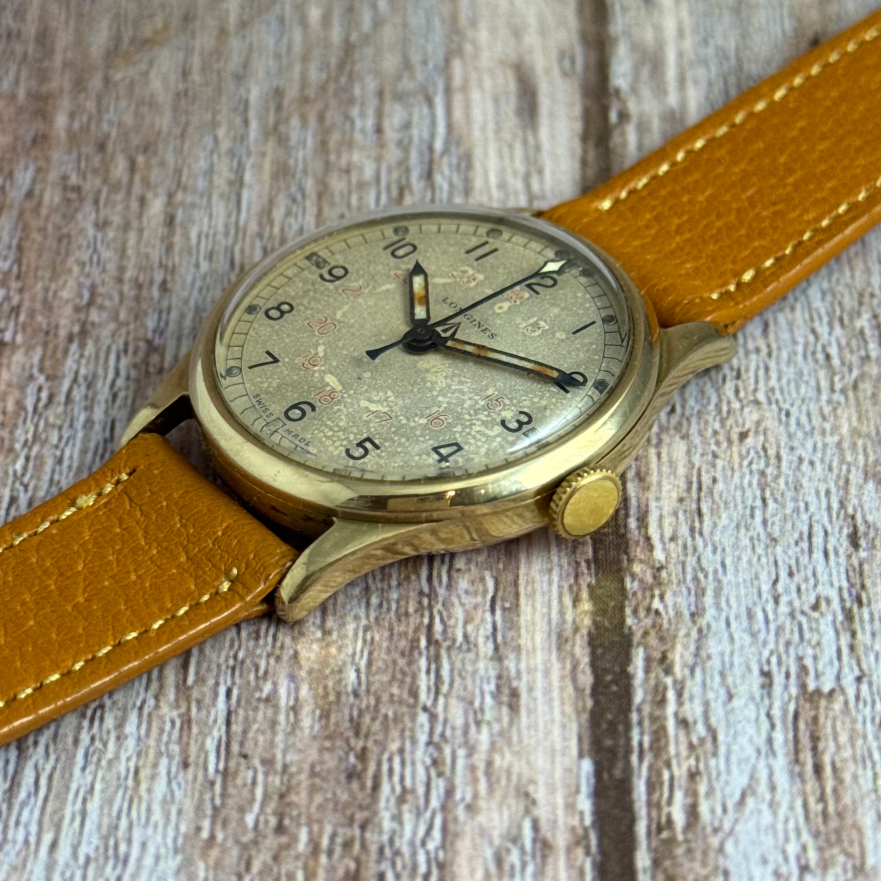 WW2 Longines C.O.S.D ‘gold Unicorn’ Men’s Military Issue Wrist Watch 34mm 9ct gold