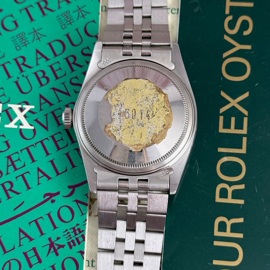 1980 ROLEX DATEJUST 36
16014 LINEN DIAL 18CT
GOLD BEZEL FULL SET